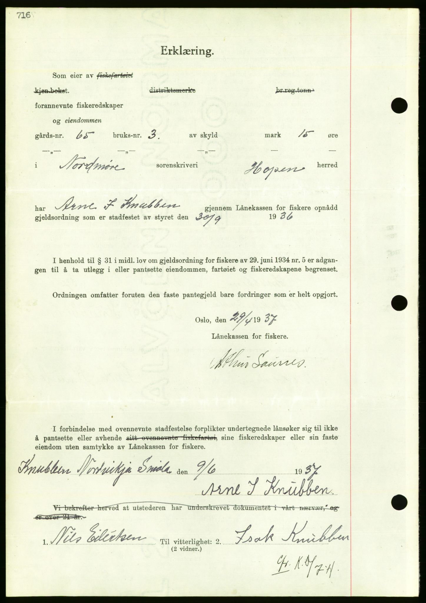 Nordmøre sorenskriveri, AV/SAT-A-4132/1/2/2Ca/L0091: Pantebok nr. B81, 1937-1937, Dagboknr: 1883/1937