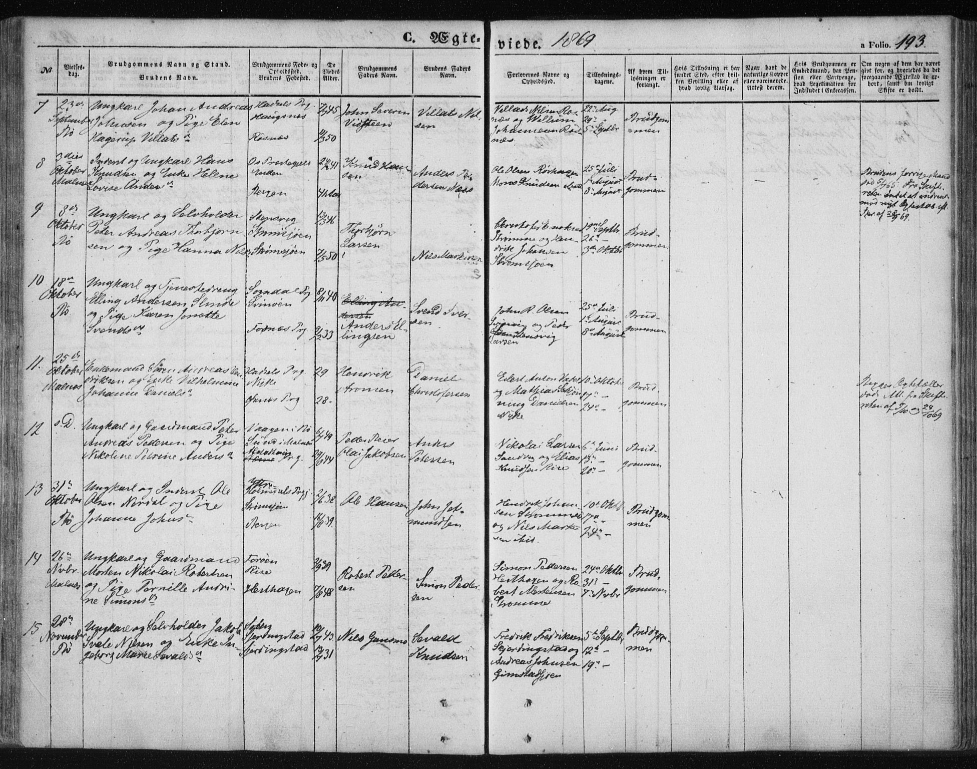 Ministerialprotokoller, klokkerbøker og fødselsregistre - Nordland, SAT/A-1459/891/L1300: Ministerialbok nr. 891A05, 1856-1870, s. 193