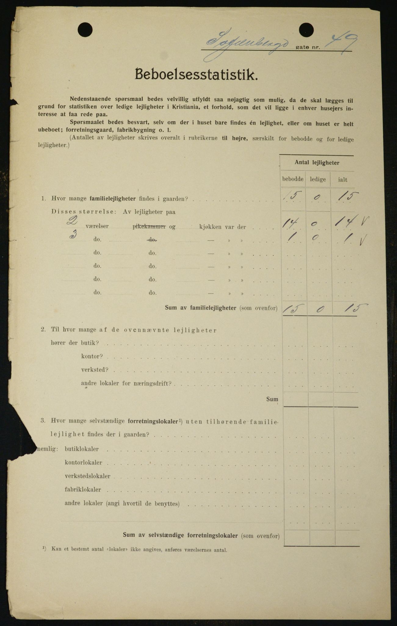 OBA, Kommunal folketelling 1.2.1909 for Kristiania kjøpstad, 1909, s. 89464