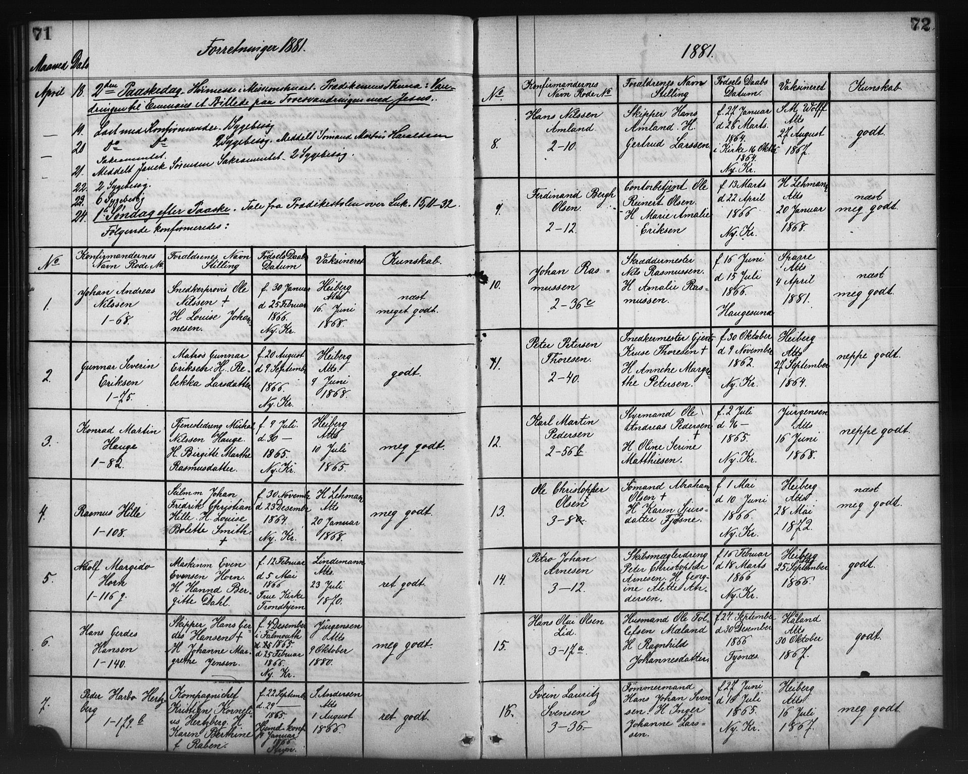 Nykirken Sokneprestembete, AV/SAB-A-77101/H/Haa/L0065: Residerende kapellans bok nr. A 2, 1876-1897, s. 71-72