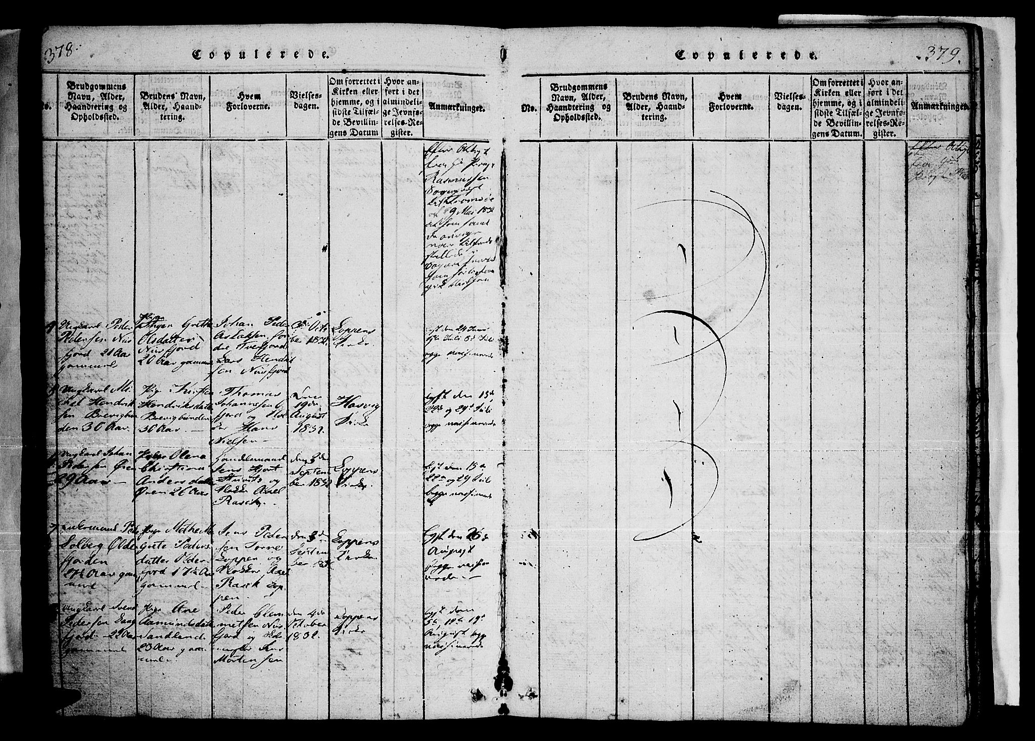 Loppa sokneprestkontor, AV/SATØ-S-1339/H/Ha/L0003kirke: Ministerialbok nr. 3, 1820-1848, s. 378-379