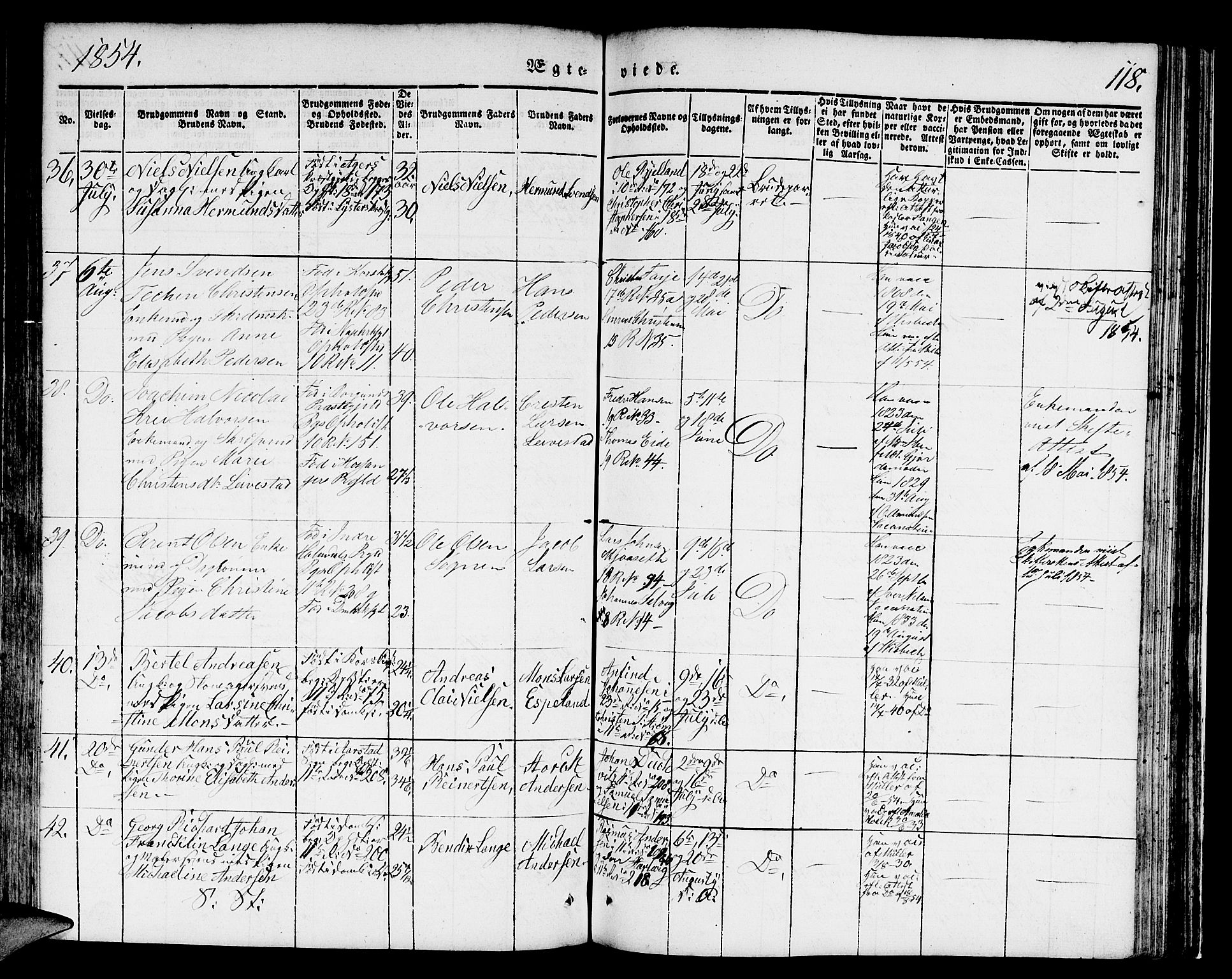 Domkirken sokneprestembete, AV/SAB-A-74801/H/Hab/L0029: Klokkerbok nr. D 1, 1839-1857, s. 118