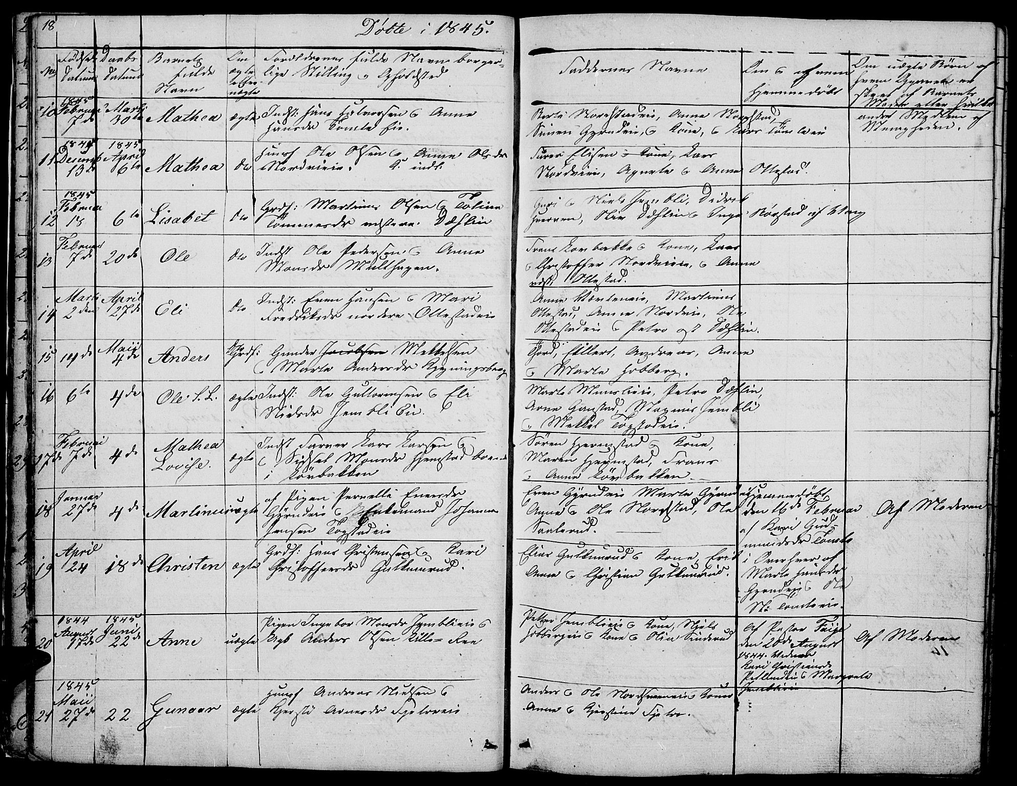 Stange prestekontor, AV/SAH-PREST-002/L/L0002: Klokkerbok nr. 2, 1838-1879, s. 18