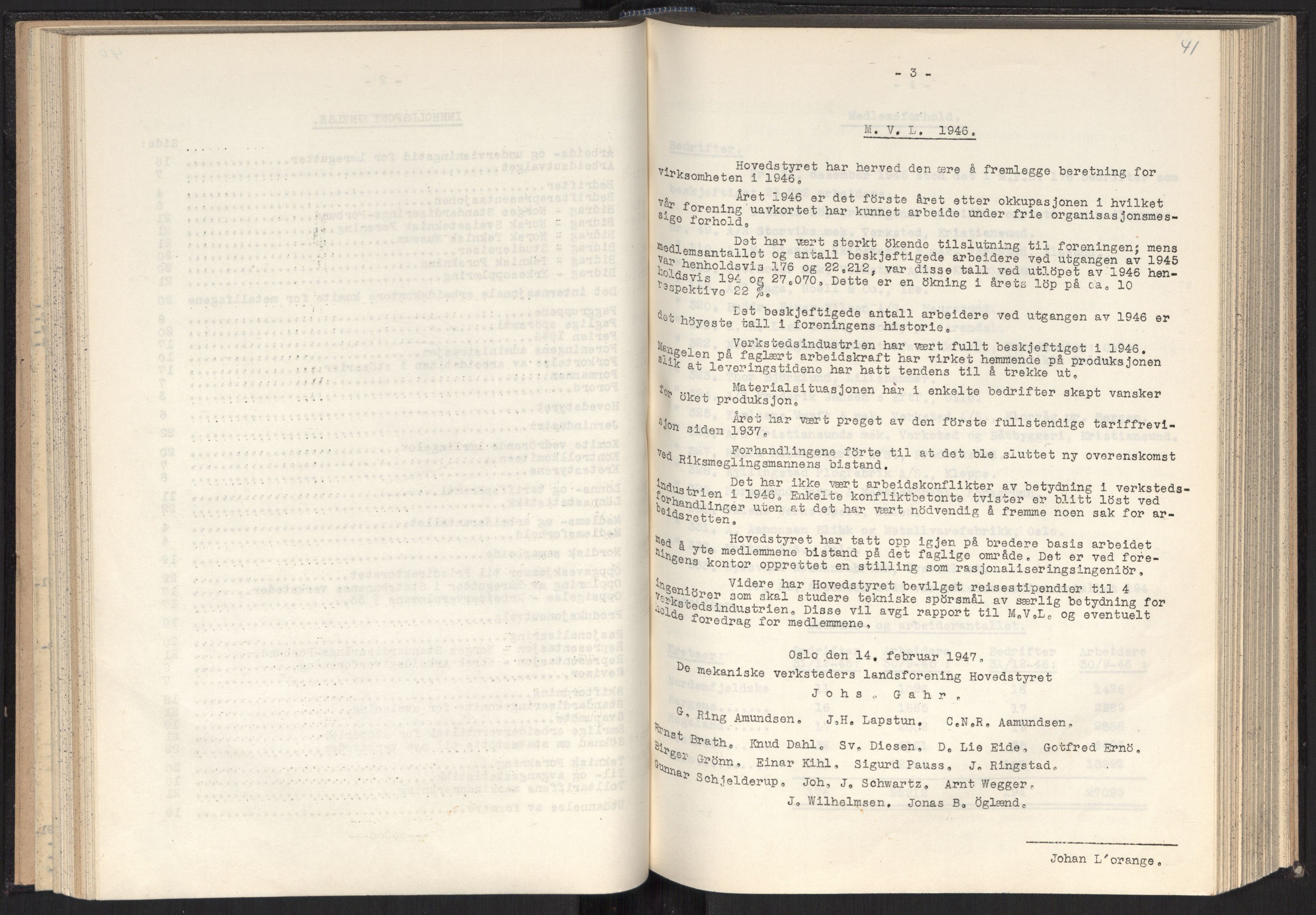 Teknologibedriftenes Landsforening TBL, RA/PA-1700/A/Ad/L0007: Årsberetning med register, 1940-1951, s. 41