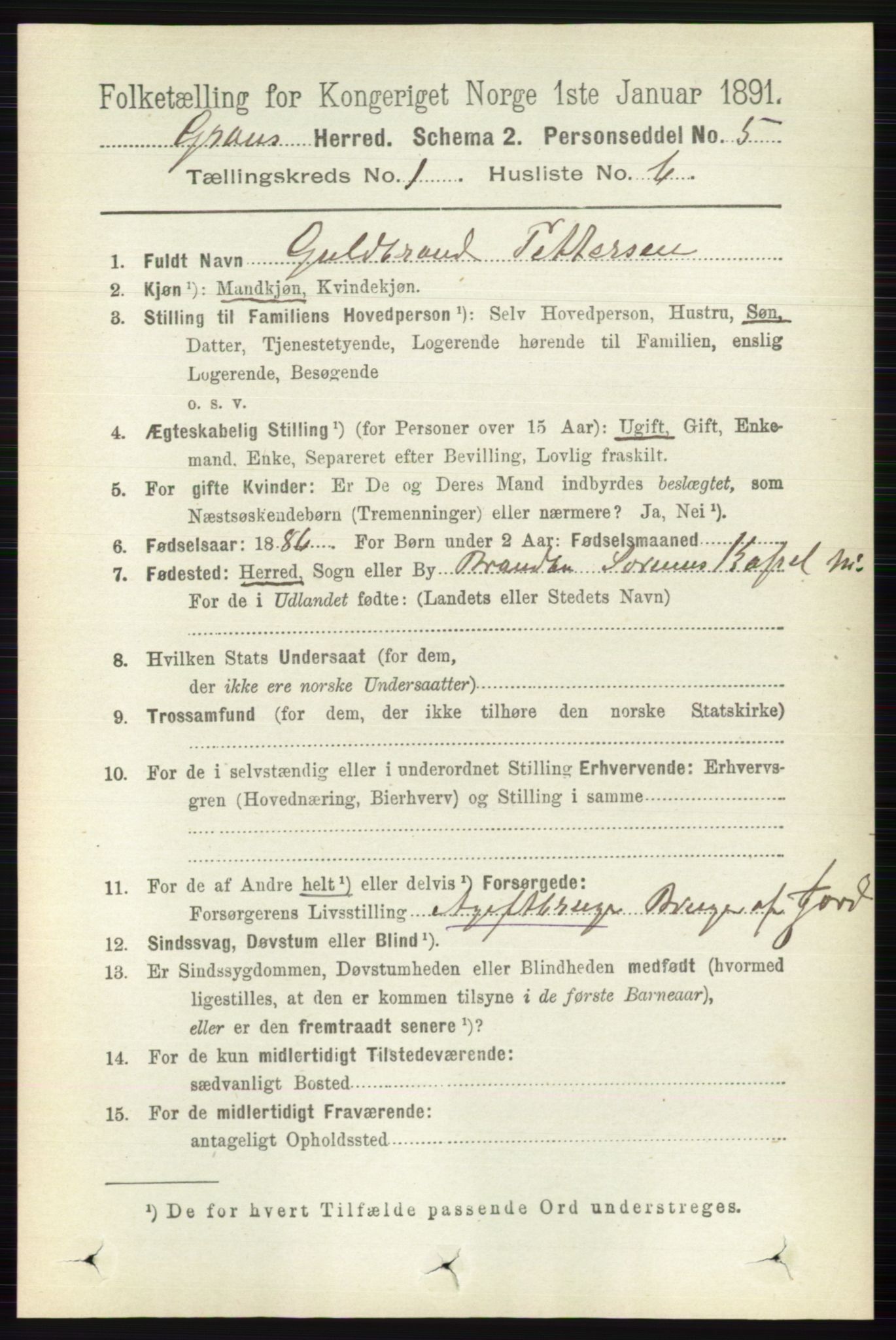 RA, Folketelling 1891 for 0534 Gran herred, 1891, s. 93