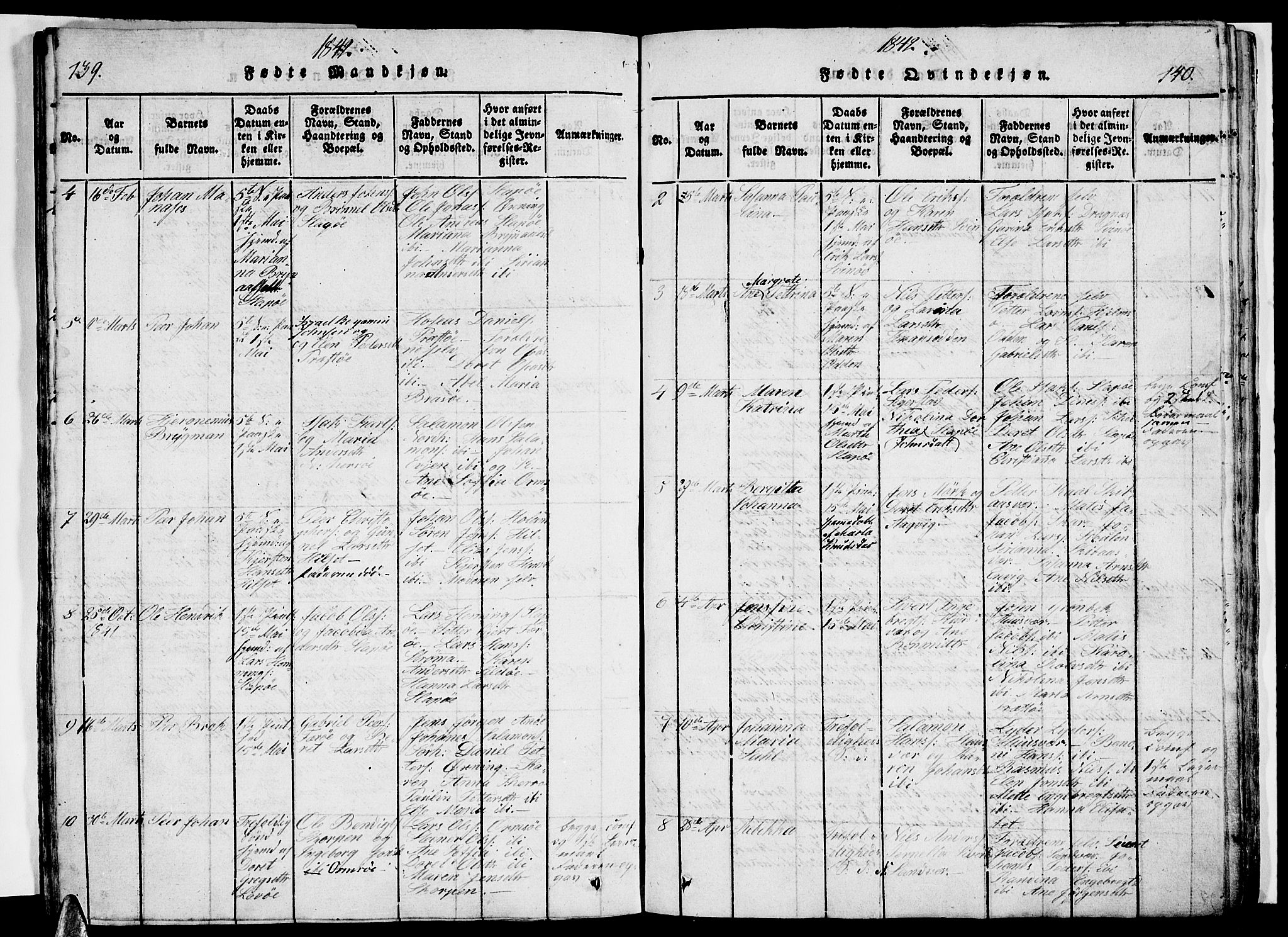 Ministerialprotokoller, klokkerbøker og fødselsregistre - Nordland, AV/SAT-A-1459/834/L0510: Klokkerbok nr. 834C01, 1820-1847, s. 139-140