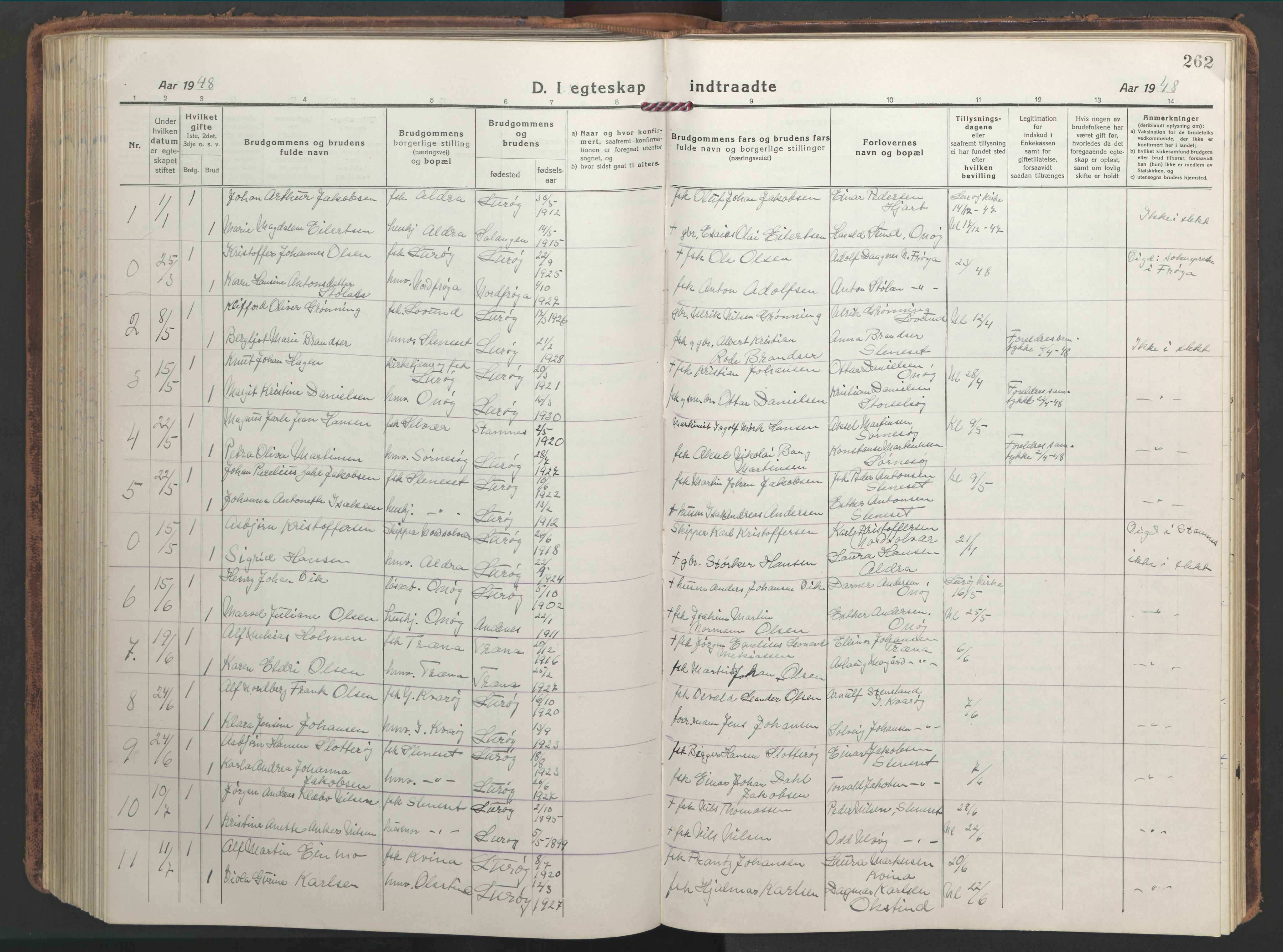 Ministerialprotokoller, klokkerbøker og fødselsregistre - Nordland, SAT/A-1459/839/L0574: Klokkerbok nr. 839C04, 1918-1950, s. 262