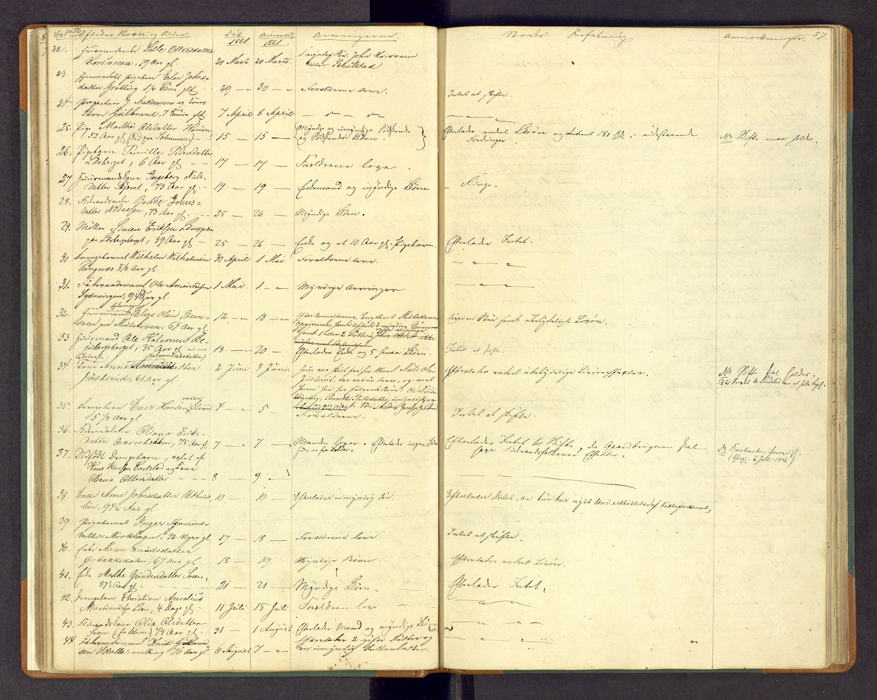 Sør-Østerdal sorenskriveri, AV/SAH-TING-018/J/Jg/L0002: Dødsfallsjournal, 1854-1874, s. 56-57