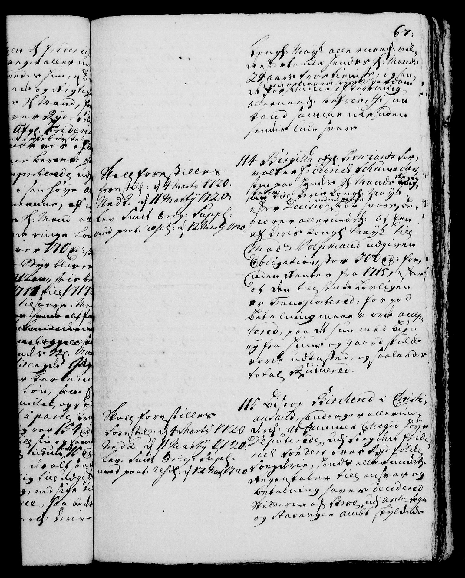 Rentekammeret, Kammerkanselliet, AV/RA-EA-3111/G/Gh/Gha/L0001: Norsk ekstraktmemorialprotokoll, sak. 1-375 (merket RK 53.46), 1720, s. 67