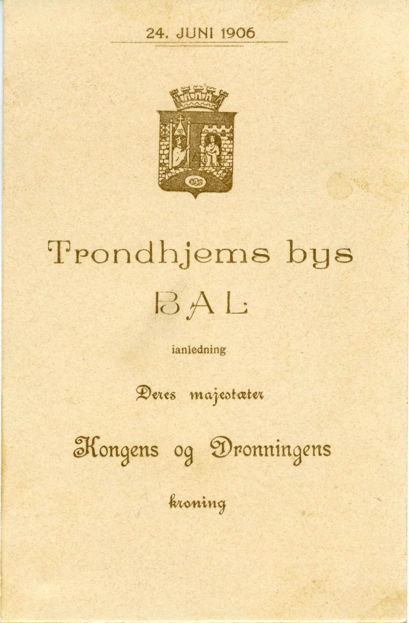 Byfogd Gottfried G. Klem, VLFK/A-1499/F/L0001/0001/0008: Ymse dokument knytt til kroninga av Kong Haakon og Dronning Maud i 1906 / Ymse dokument knytt til kroninga av Kong Haakon og Dronning Maud i 1906, 1906