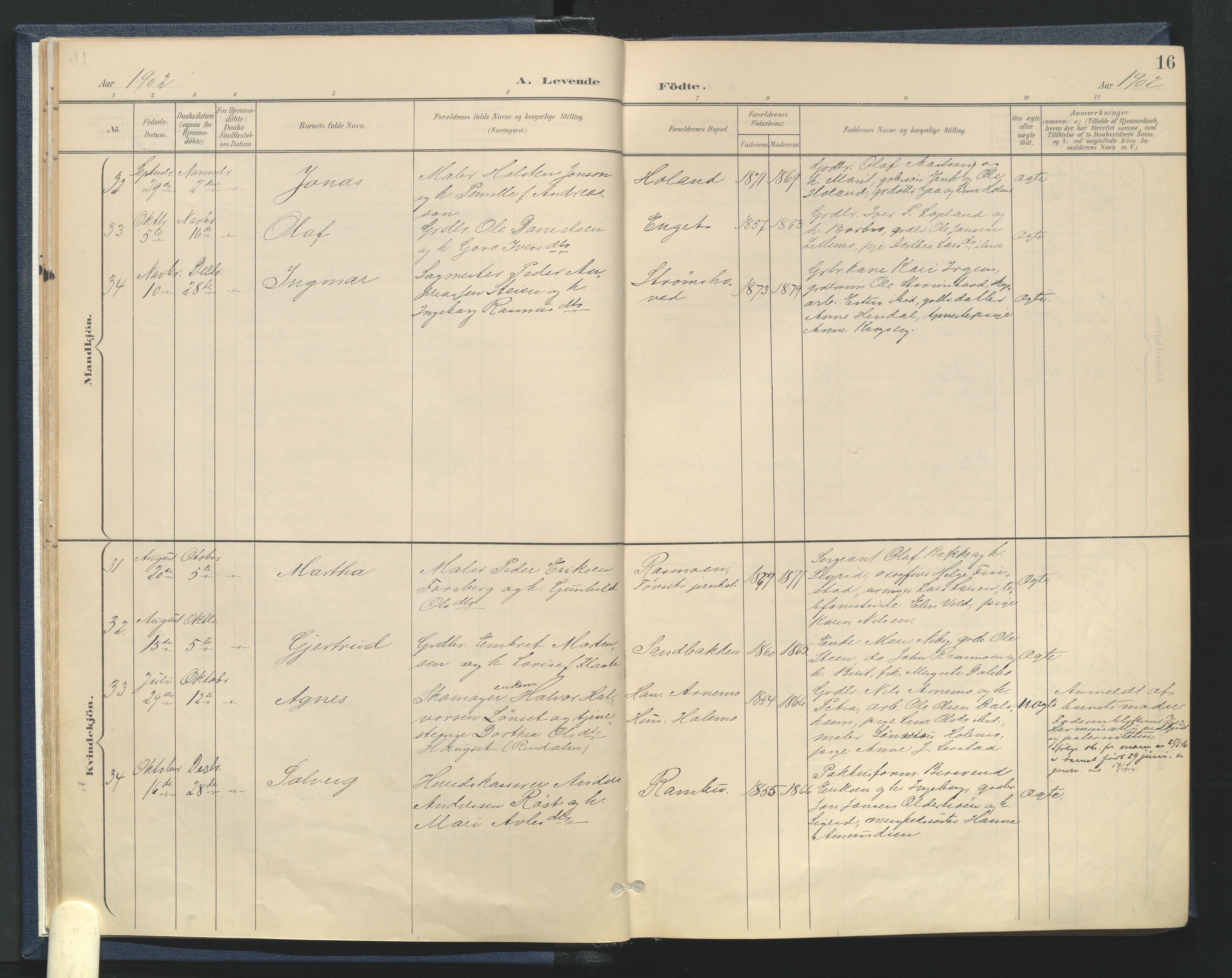 Tynset prestekontor, AV/SAH-PREST-058/H/Ha/Haa/L0025: Ministerialbok nr. 25, 1900-1914, s. 16