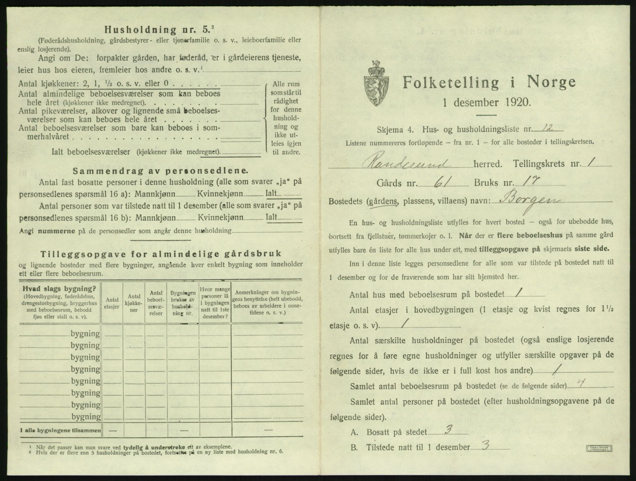 SAK, Folketelling 1920 for 1011 Randesund herred, 1920, s. 54