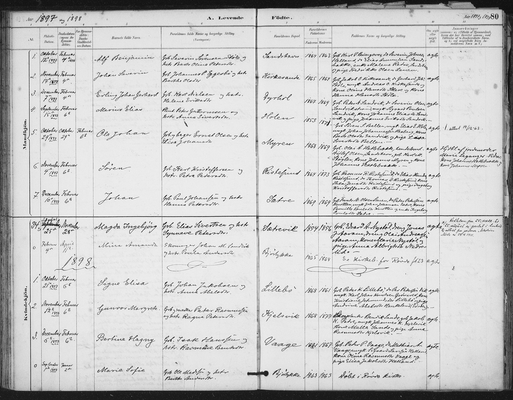 Ministerialprotokoller, klokkerbøker og fødselsregistre - Møre og Romsdal, AV/SAT-A-1454/503/L0037: Ministerialbok nr. 503A05, 1884-1900, s. 80