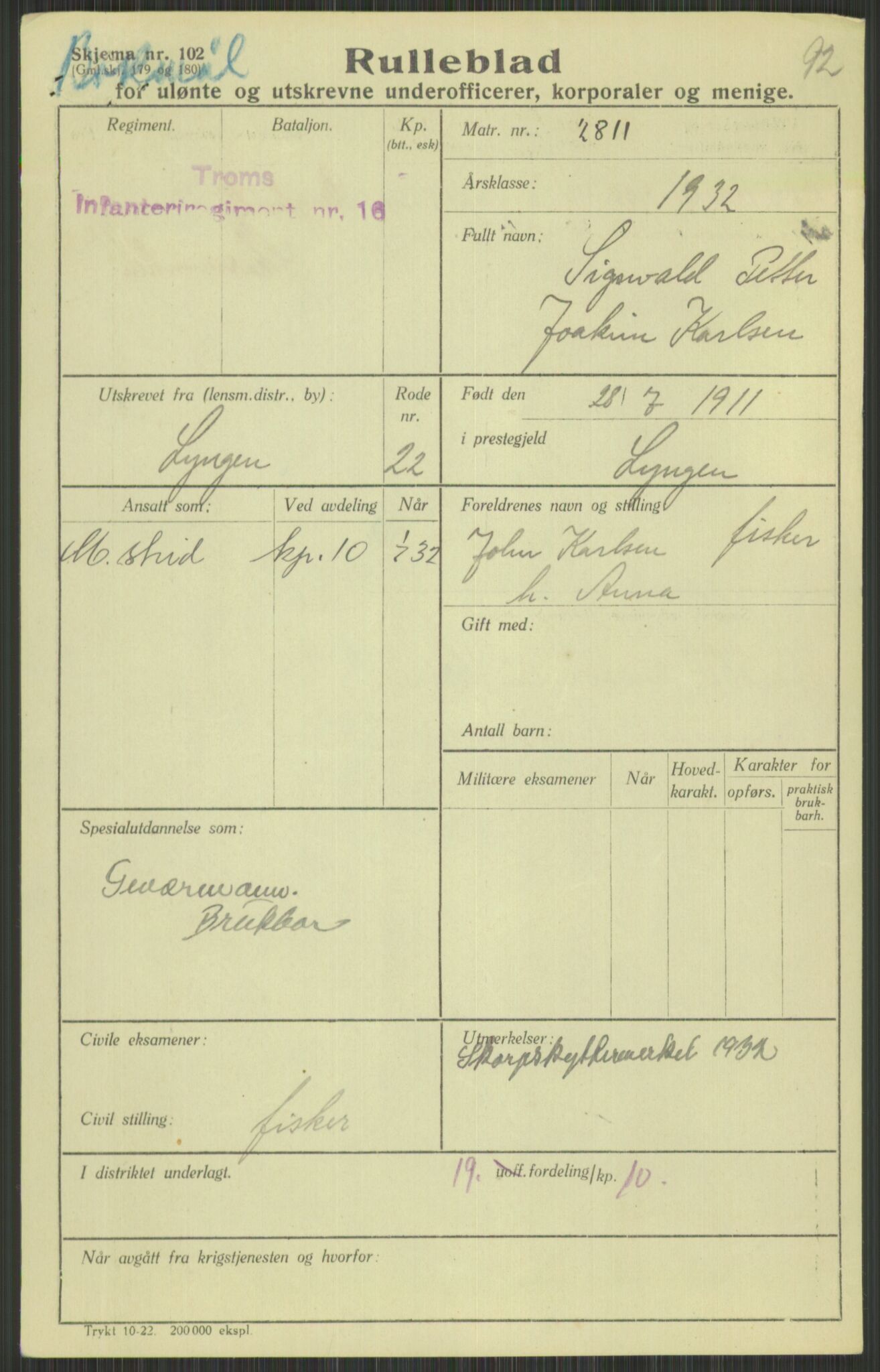 Forsvaret, Troms infanteriregiment nr. 16, AV/RA-RAFA-3146/P/Pa/L0016: Rulleblad for regimentets menige mannskaper, årsklasse 1932, 1932, s. 815