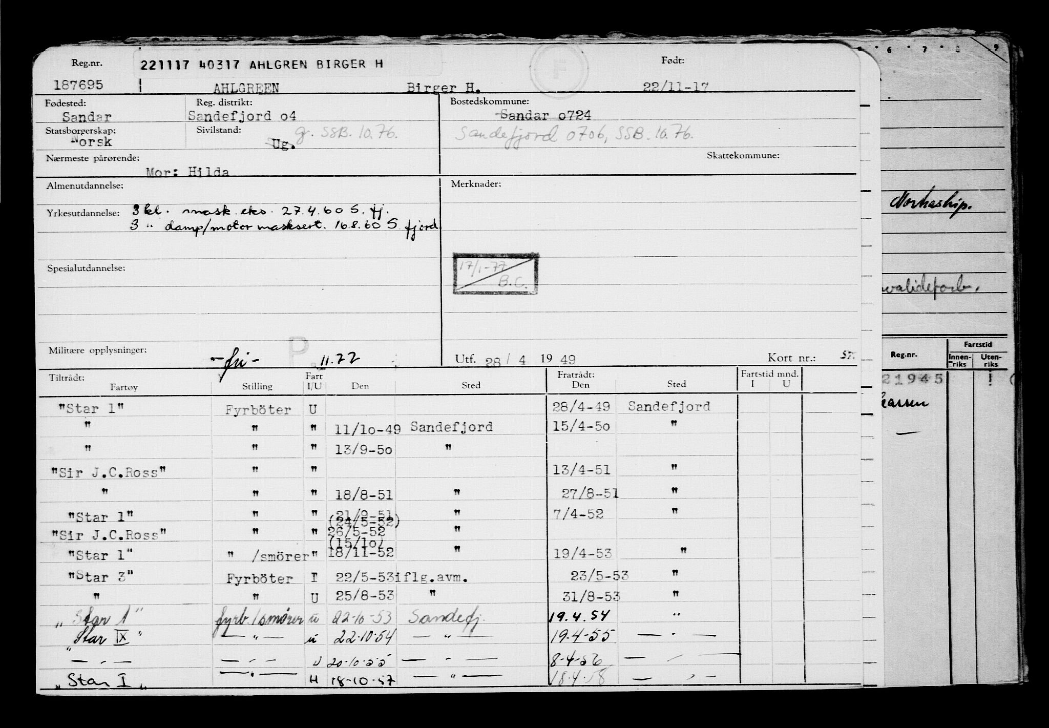 Direktoratet for sjømenn, AV/RA-S-3545/G/Gb/L0153: Hovedkort, 1917, s. 352