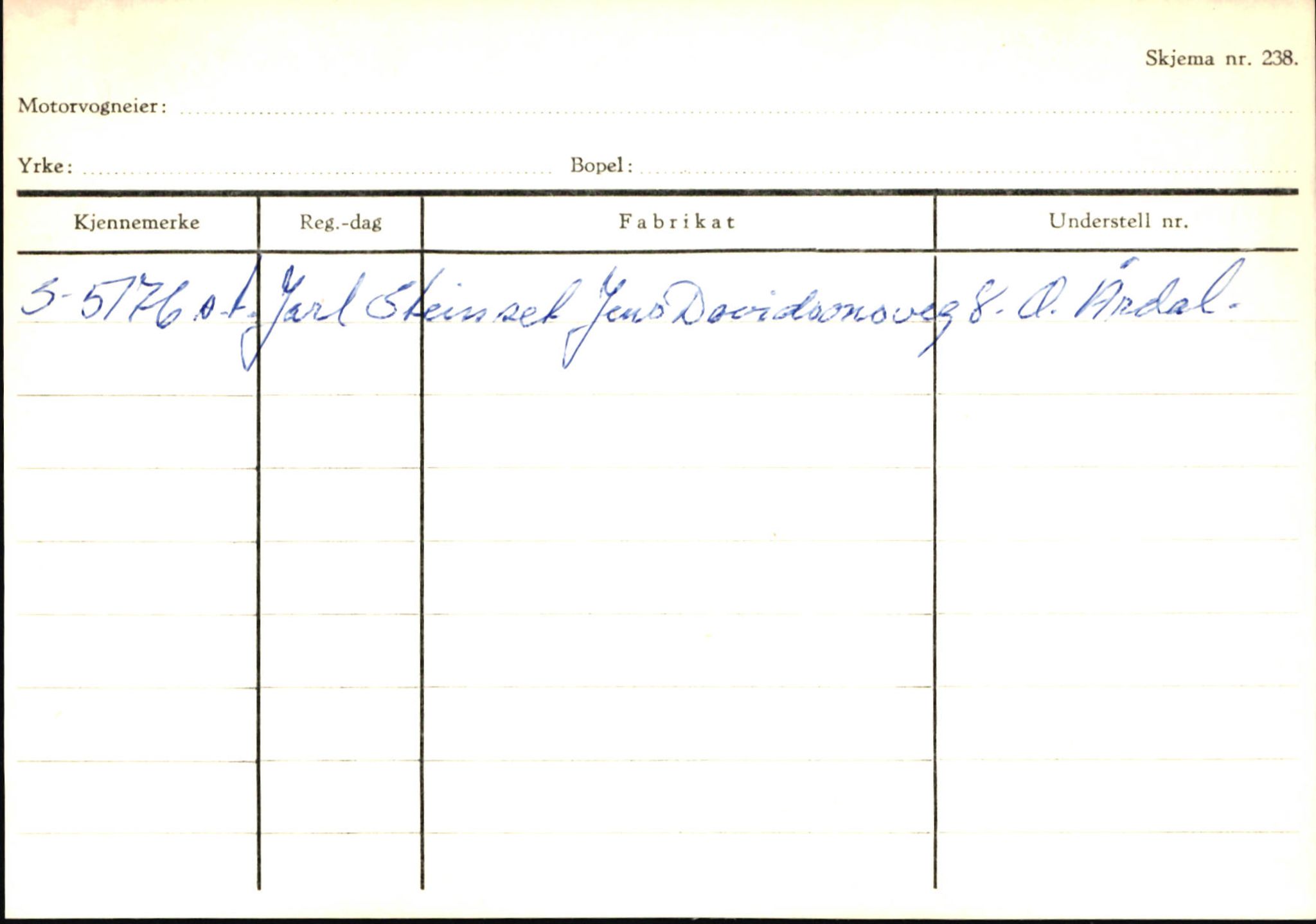 Statens vegvesen, Sogn og Fjordane vegkontor, SAB/A-5301/4/F/L0146: Registerkort Årdal R-Å samt diverse kort, 1945-1975, s. 365