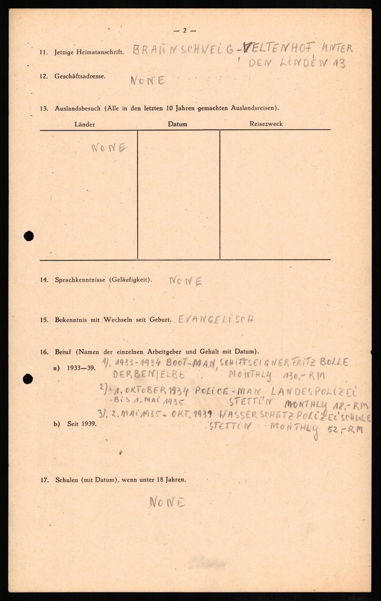 Forsvaret, Forsvarets overkommando II, AV/RA-RAFA-3915/D/Db/L0009: CI Questionaires. Tyske okkupasjonsstyrker i Norge. Tyskere., 1945-1946, s. 504