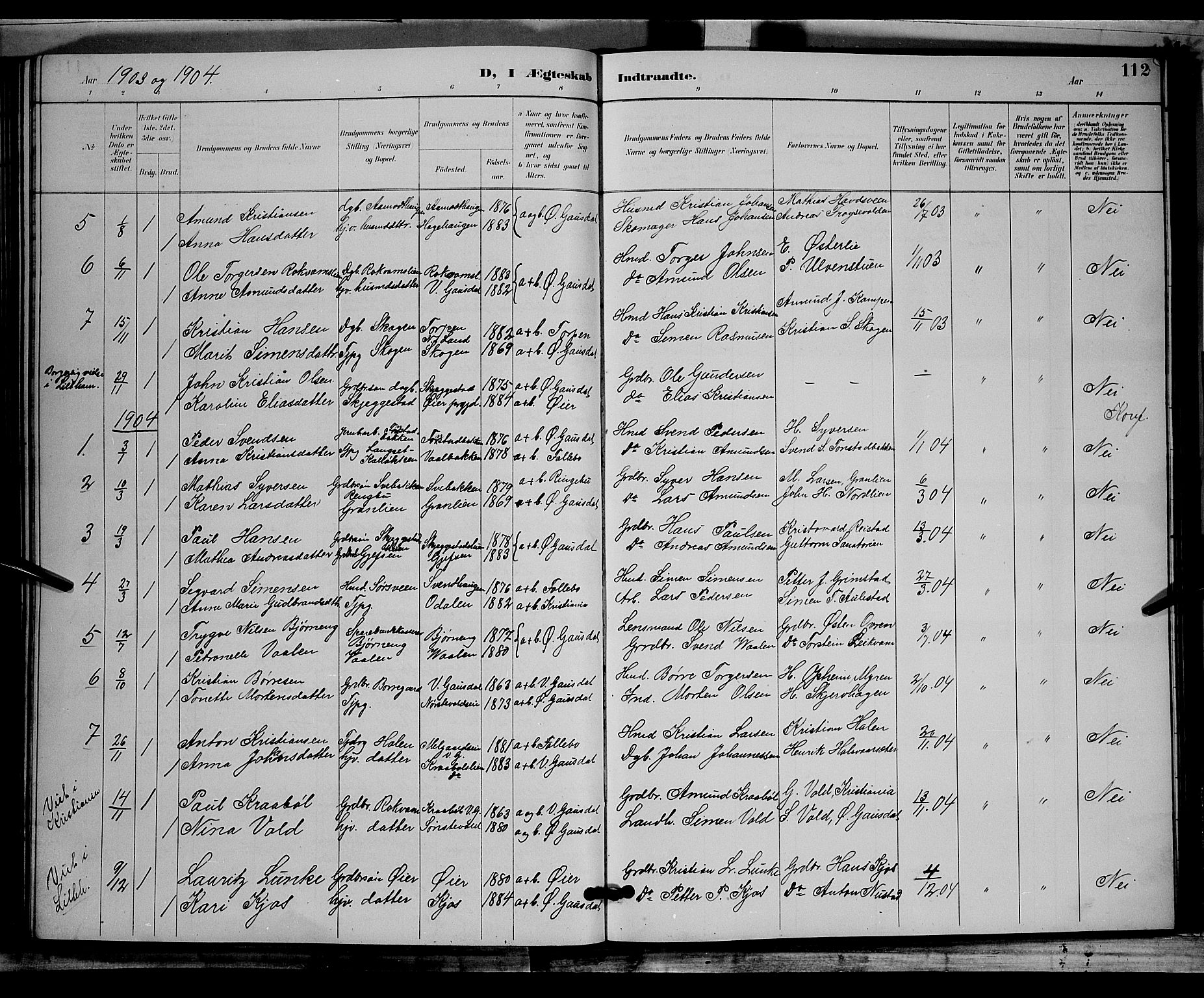 Østre Gausdal prestekontor, AV/SAH-PREST-092/H/Ha/Hab/L0002: Klokkerbok nr. 2, 1894-1904, s. 112