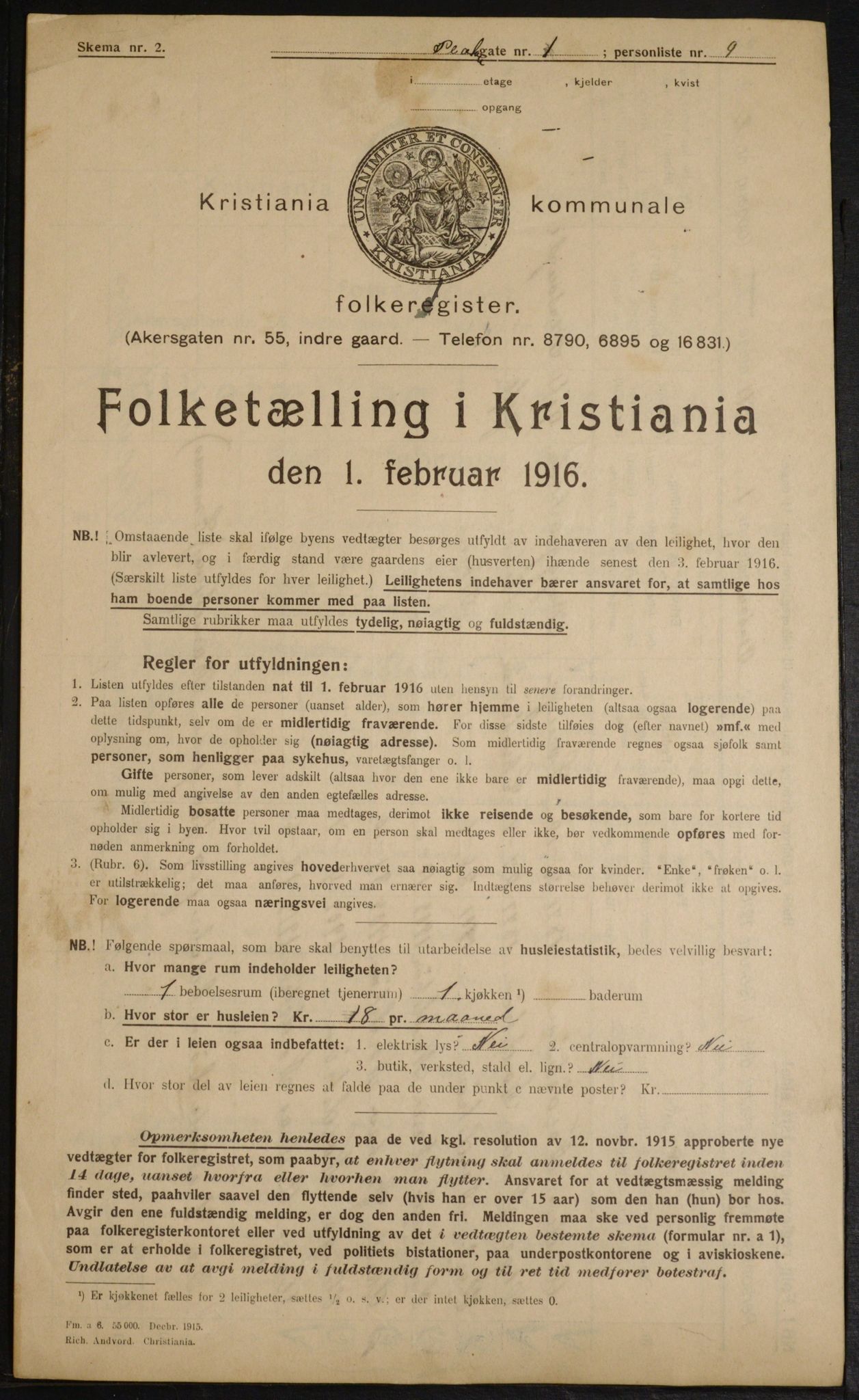 OBA, Kommunal folketelling 1.2.1916 for Kristiania, 1916, s. 82125