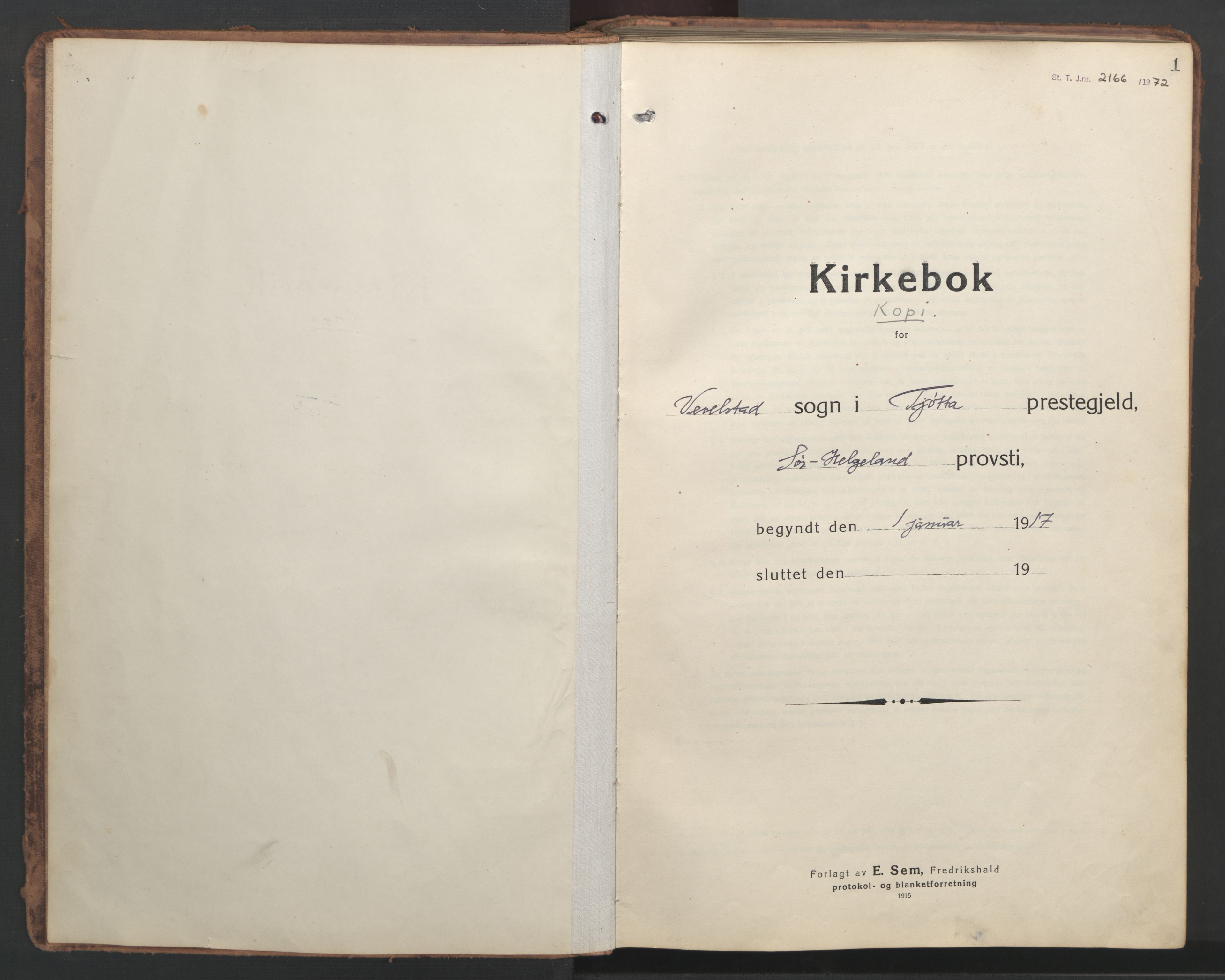 Ministerialprotokoller, klokkerbøker og fødselsregistre - Nordland, AV/SAT-A-1459/819/L0278: Klokkerbok nr. 819C04, 1917-1967, s. 1