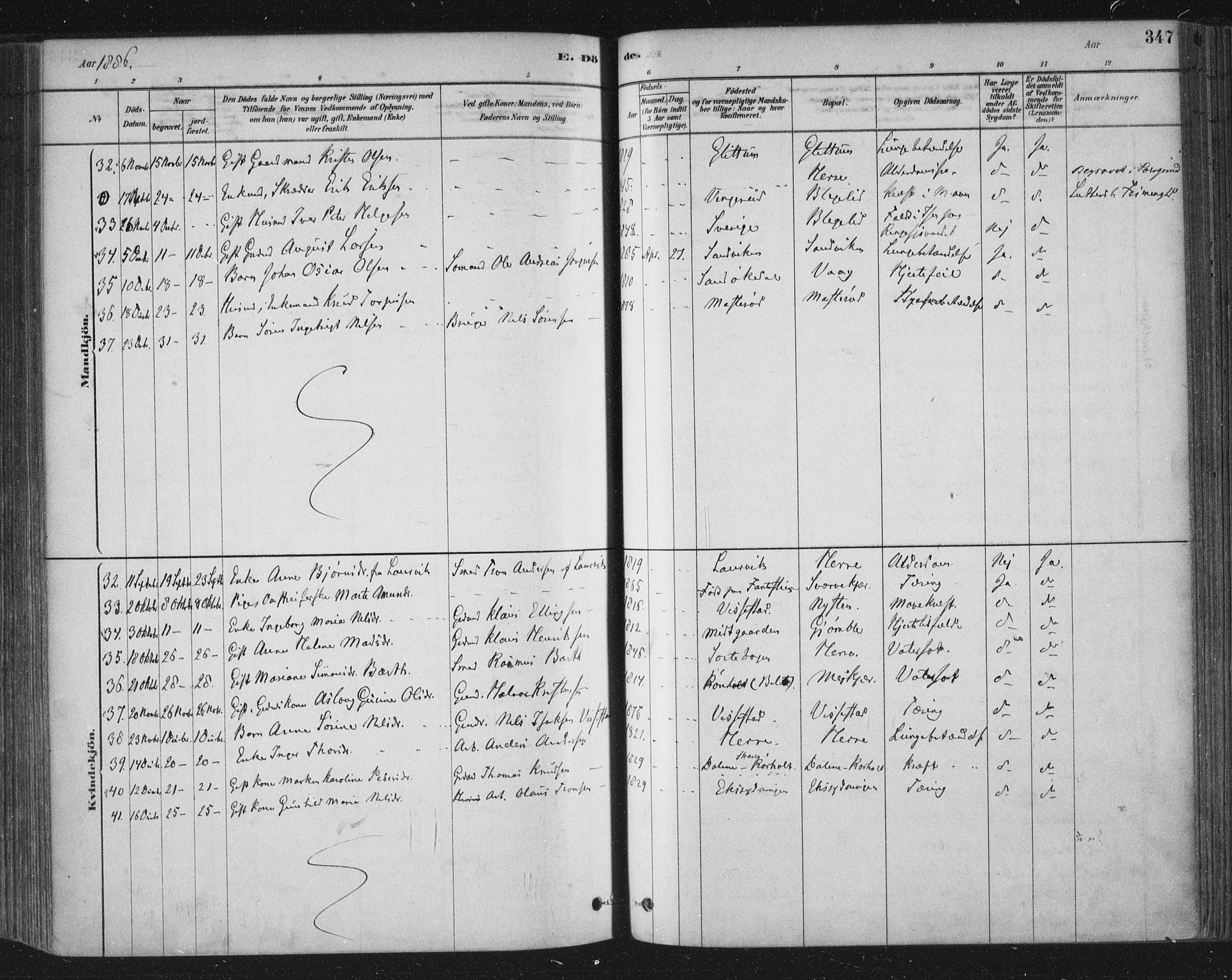 Bamble kirkebøker, AV/SAKO-A-253/F/Fa/L0007: Ministerialbok nr. I 7, 1878-1888, s. 347