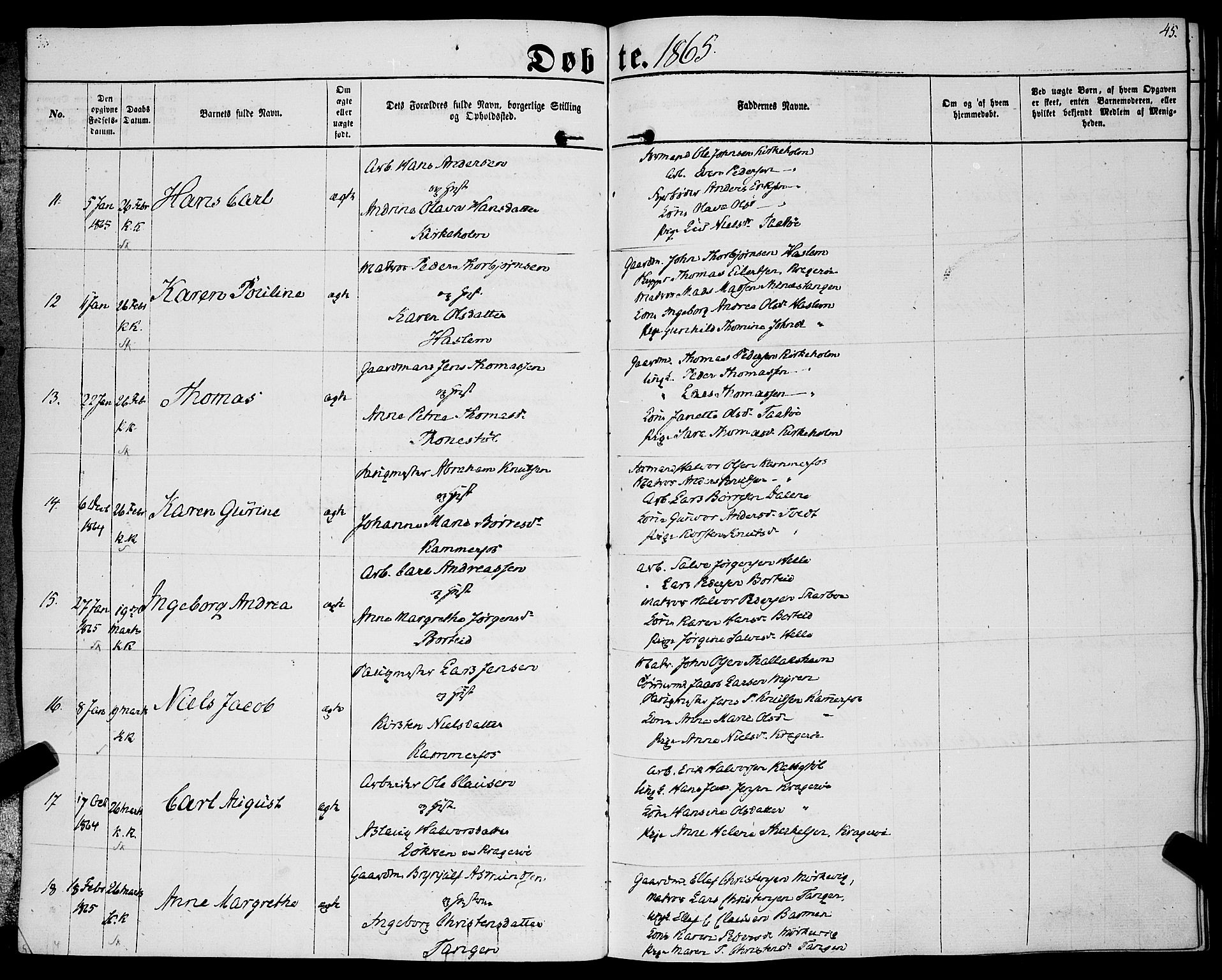 Sannidal kirkebøker, AV/SAKO-A-296/F/Fa/L0011: Ministerialbok nr. 11, 1863-1873, s. 45