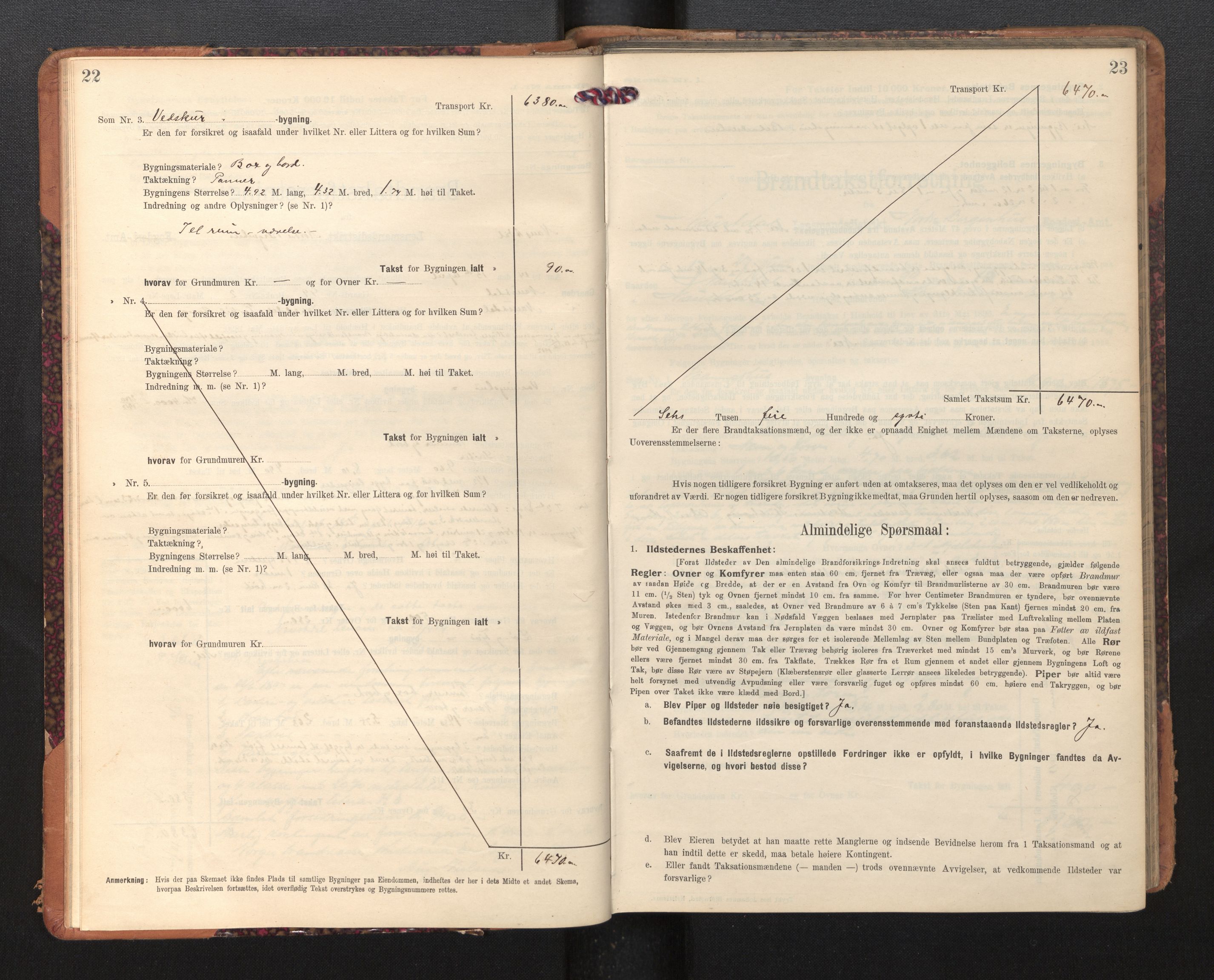 Lensmannen i Naustdal, SAB/A-29501/0012/L0002: Branntakstprotokoll, skjematakst, 1911-1953, s. 22-23