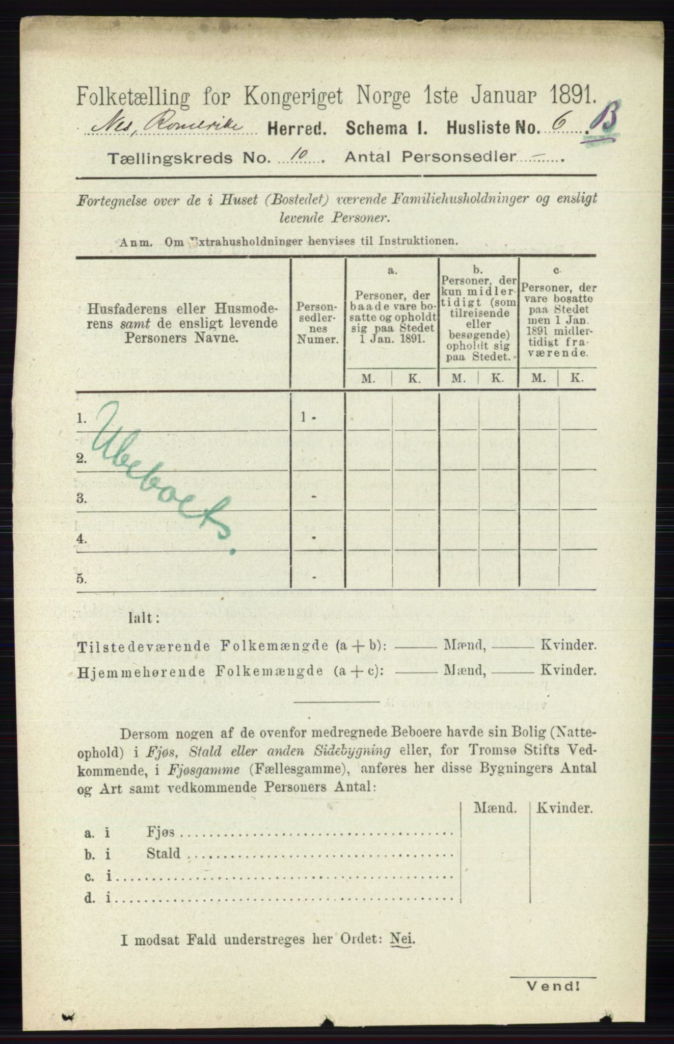 RA, Folketelling 1891 for 0236 Nes herred, 1891, s. 5719