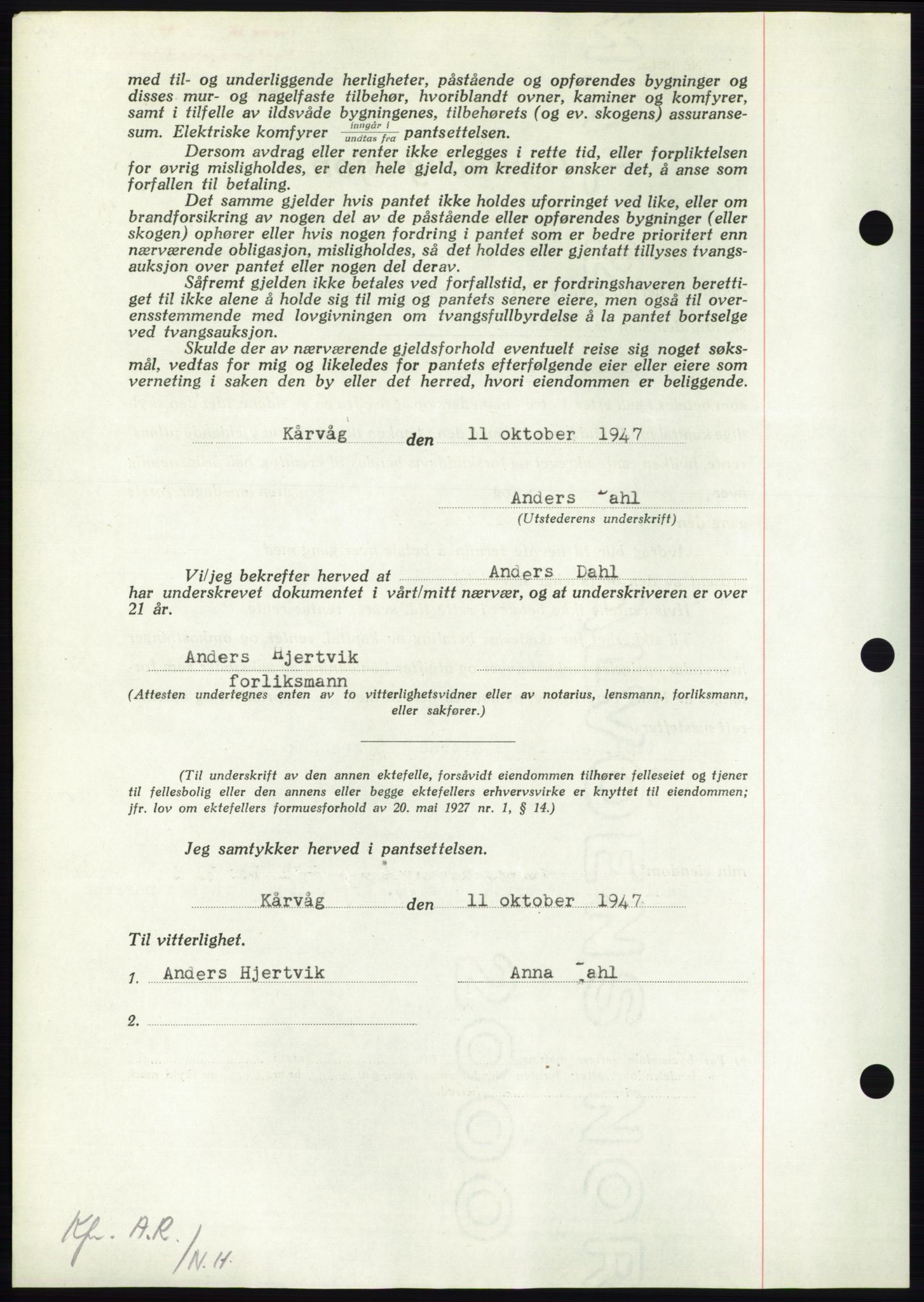 Nordmøre sorenskriveri, AV/SAT-A-4132/1/2/2Ca: Pantebok nr. B97, 1947-1948, Dagboknr: 2362/1947