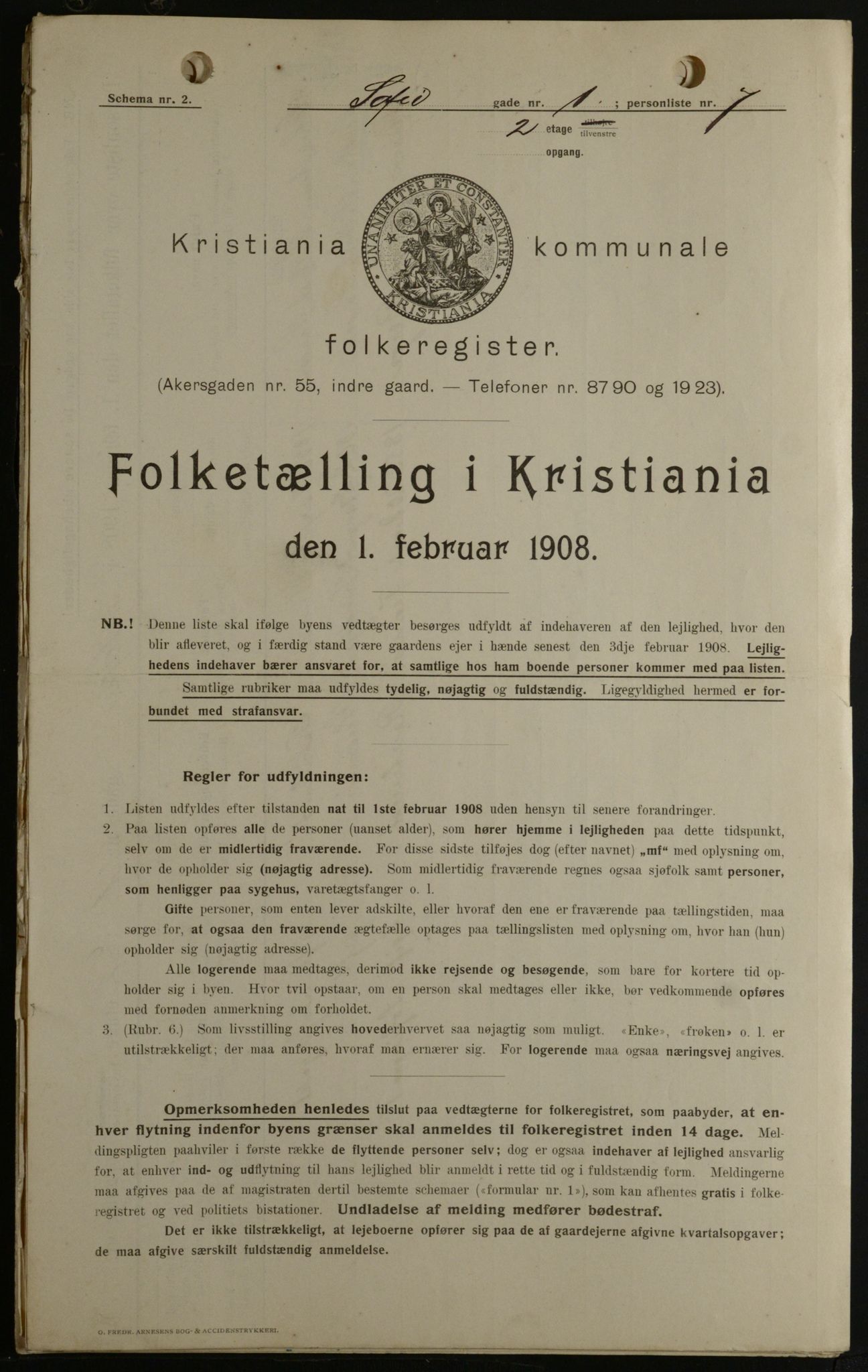 OBA, Kommunal folketelling 1.2.1908 for Kristiania kjøpstad, 1908, s. 88810