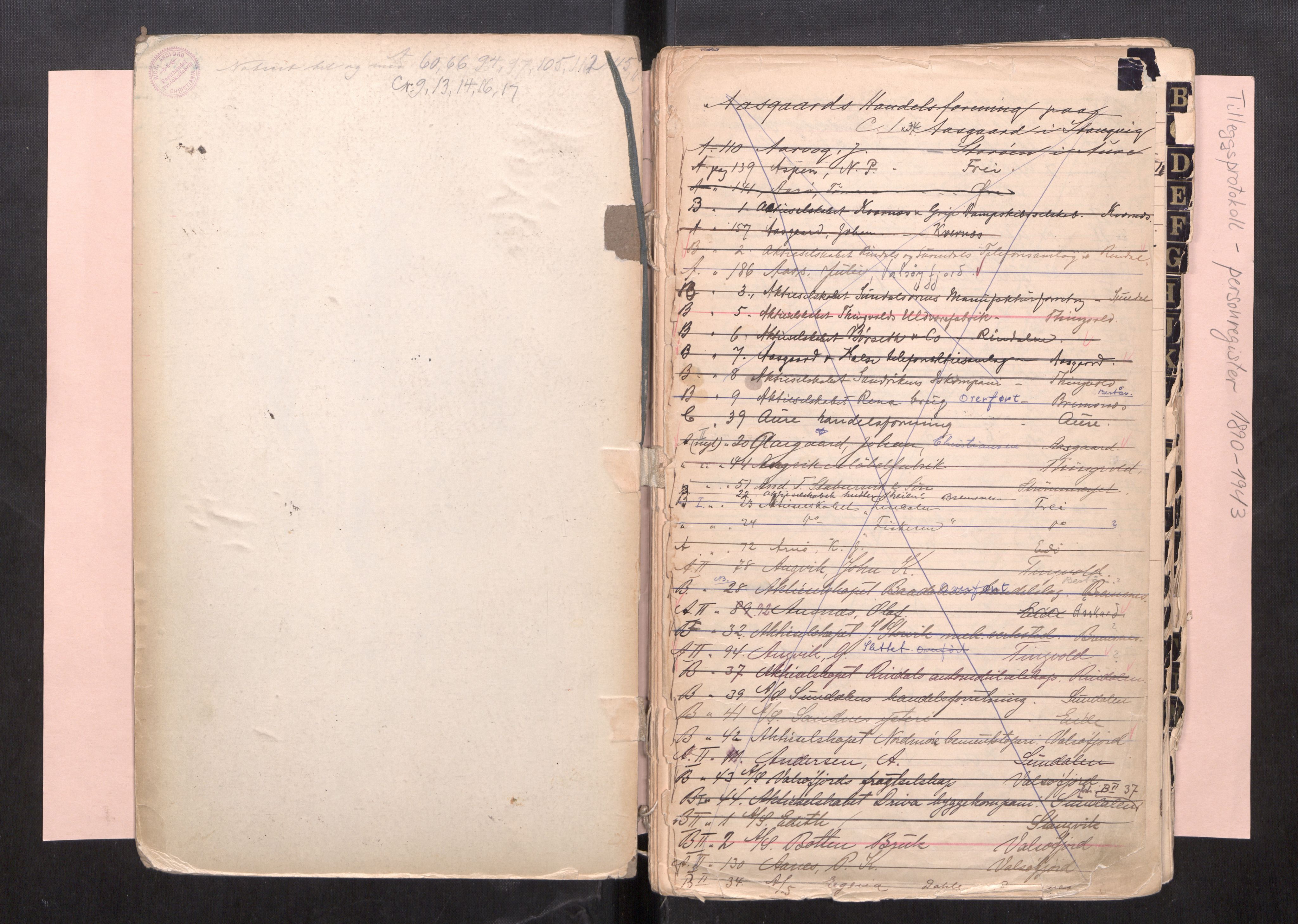 Nordmøre sorenskriveri, SAT/A-4132/3/J/Ja/Jab/L0001: Register til firmaregister, 1890-1943, s. 3