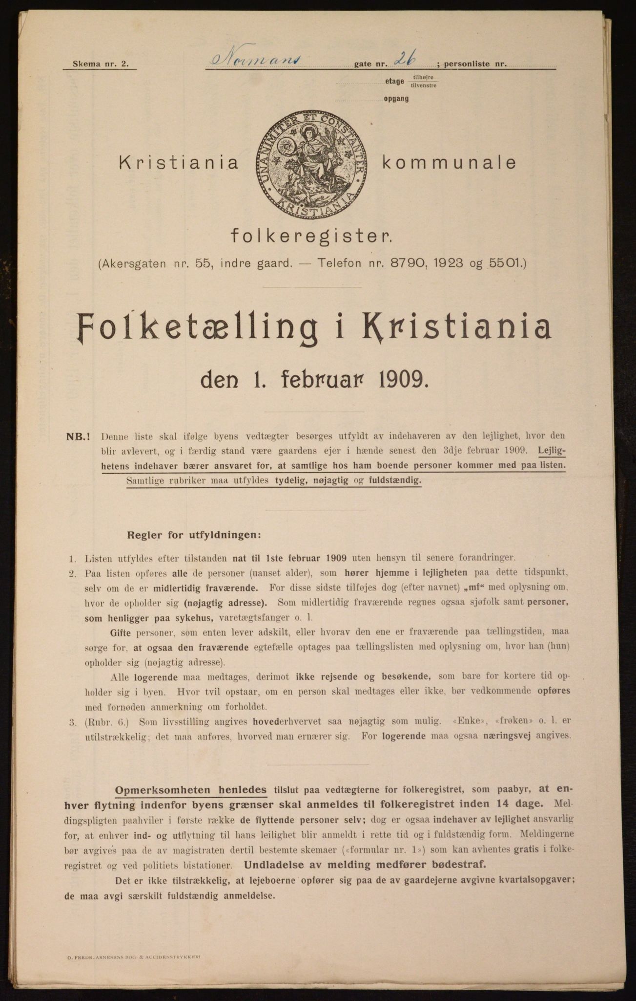 OBA, Kommunal folketelling 1.2.1909 for Kristiania kjøpstad, 1909, s. 66586