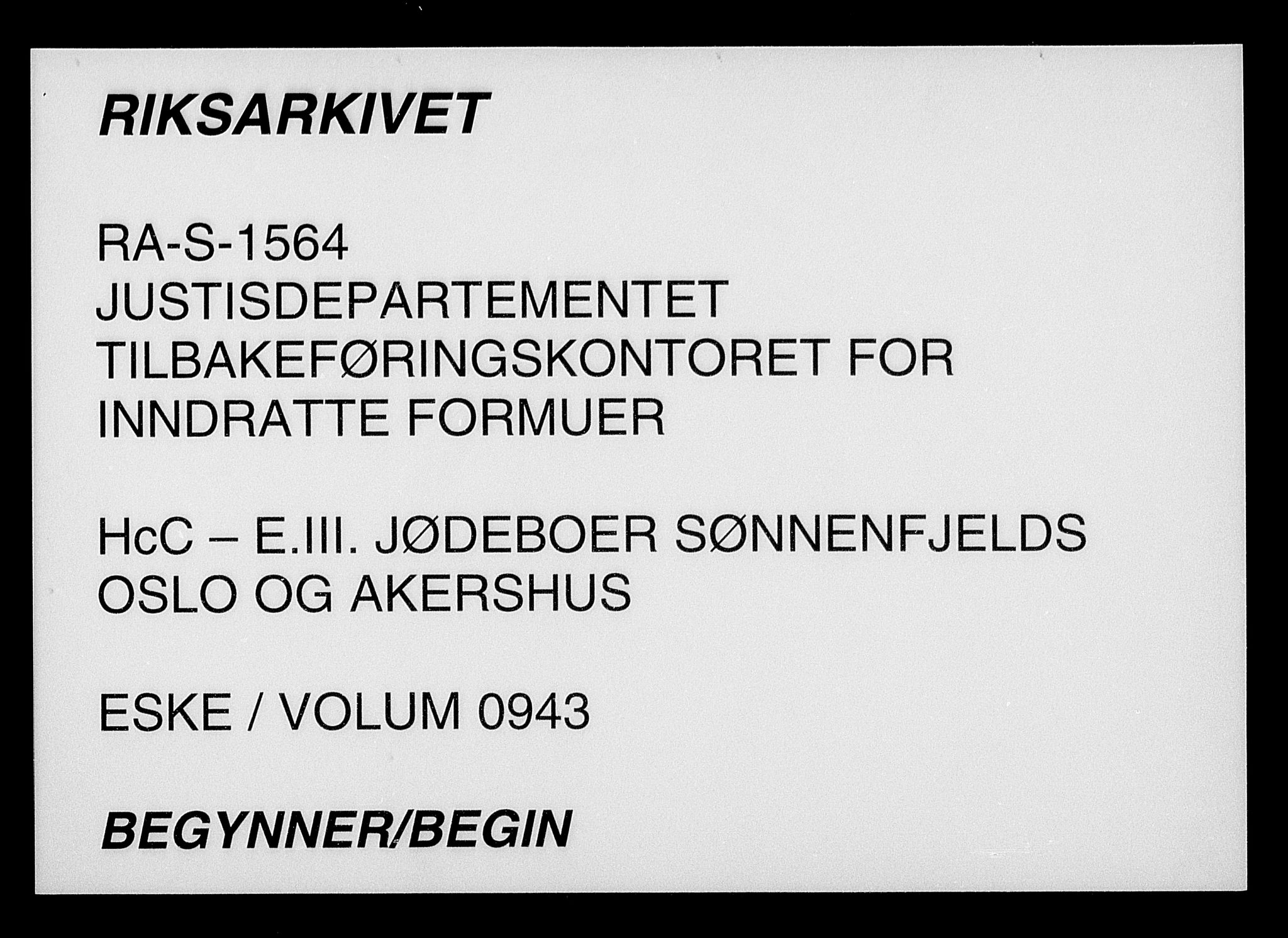 Justisdepartementet, Tilbakeføringskontoret for inndratte formuer, AV/RA-S-1564/H/Hc/Hcc/L0943: --, 1945-1947, s. 1