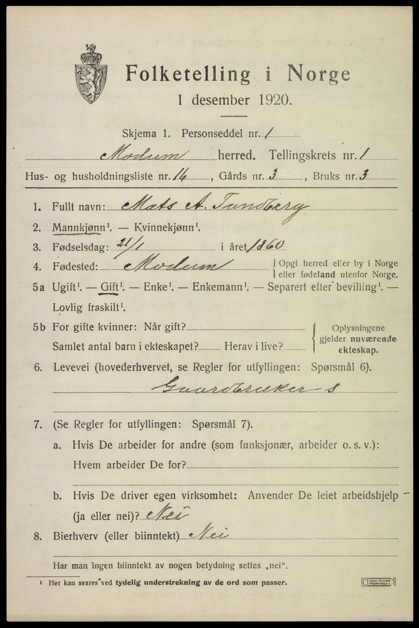 SAKO, Folketelling 1920 for 0623 Modum herred, 1920, s. 4247