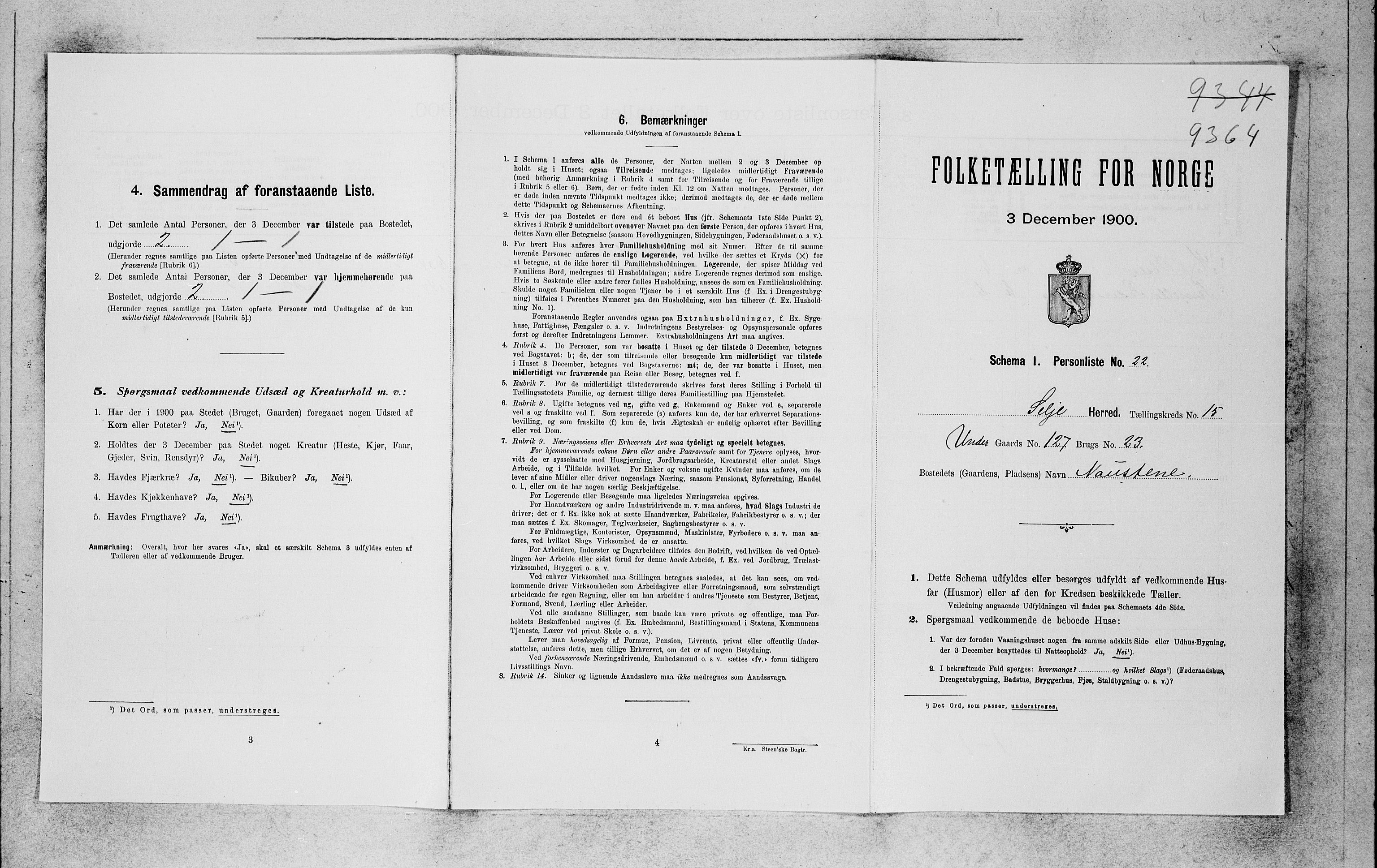SAB, Folketelling 1900 for 1441 Selje herred, 1900, s. 1444