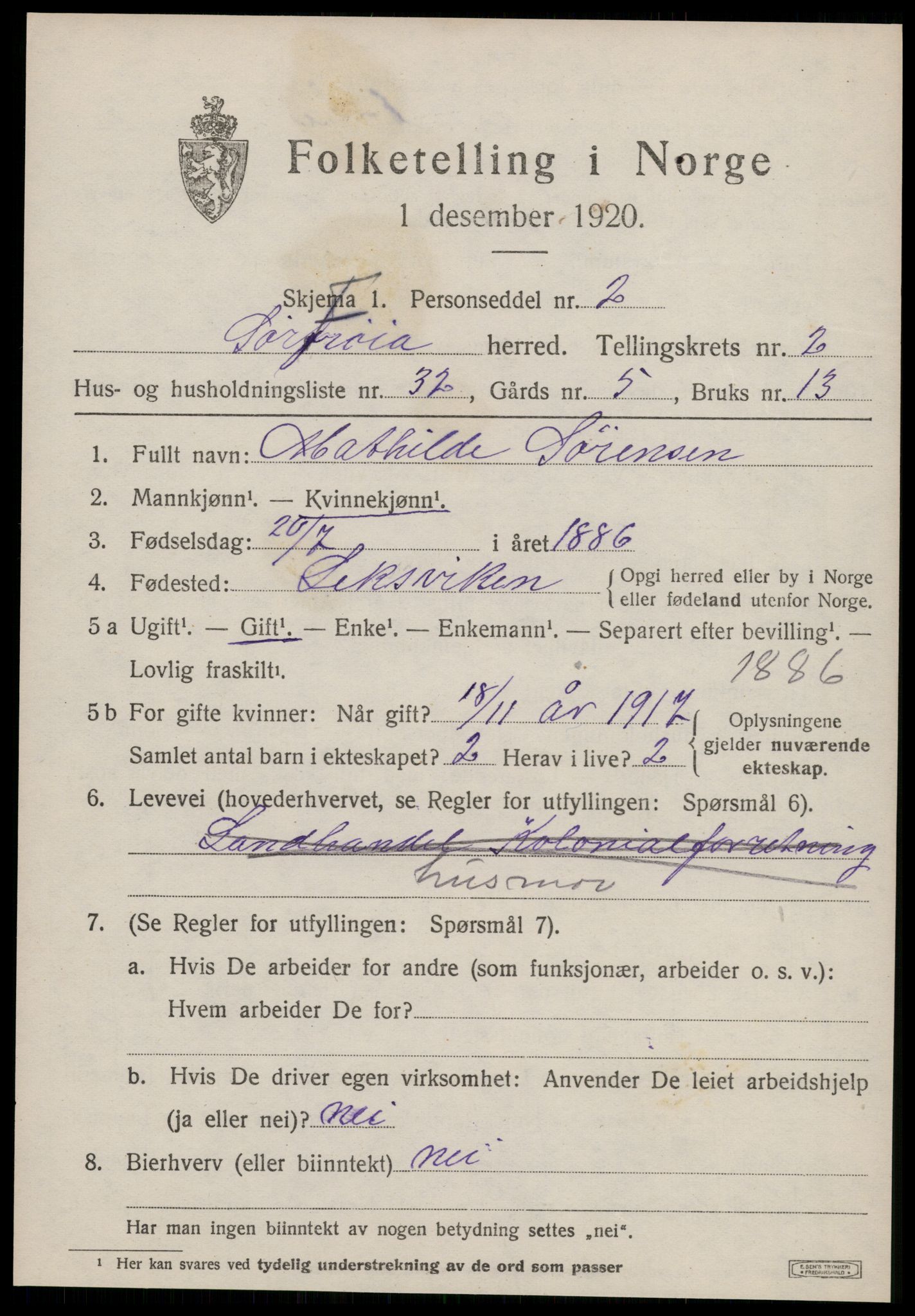 SAT, Folketelling 1920 for 1619 Sør-Frøya herred, 1920, s. 2299