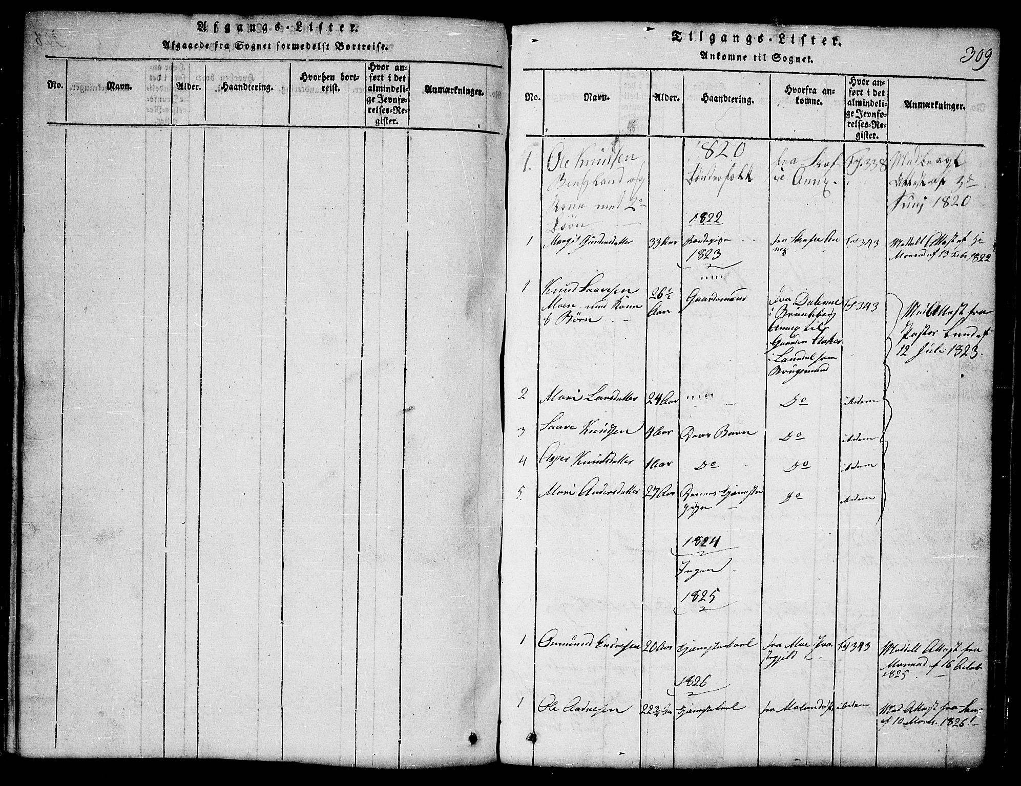 Lårdal kirkebøker, AV/SAKO-A-284/G/Ga/L0001: Klokkerbok nr. I 1, 1815-1861, s. 309