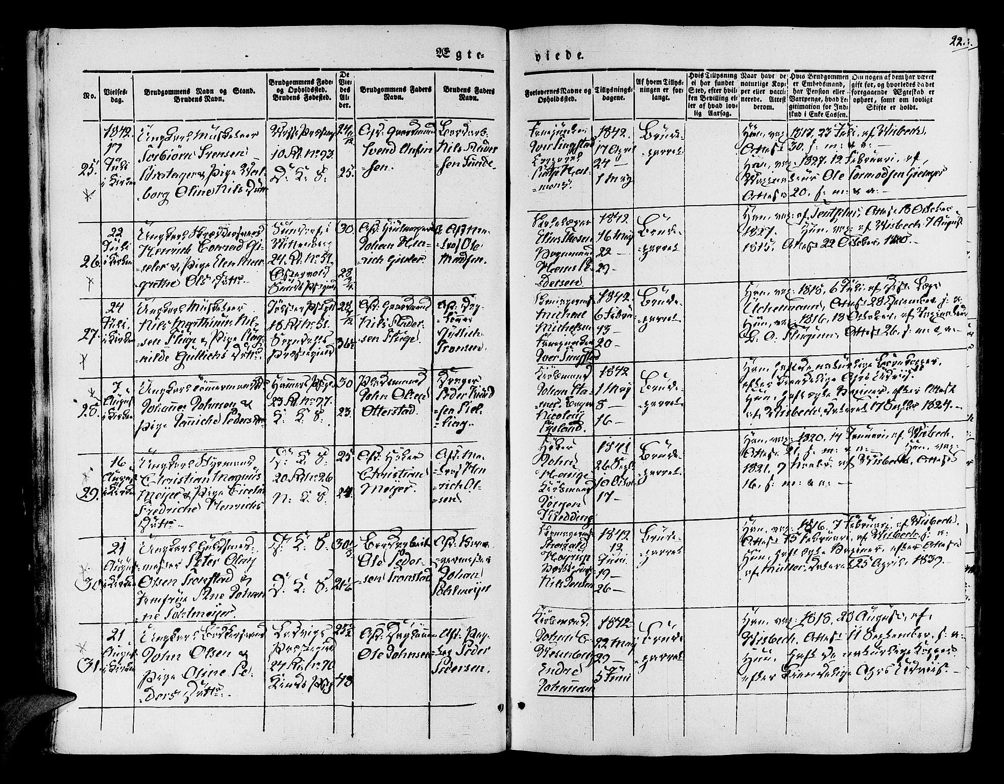 Korskirken sokneprestembete, AV/SAB-A-76101/H/Hab: Klokkerbok nr. D 1, 1840-1867, s. 22