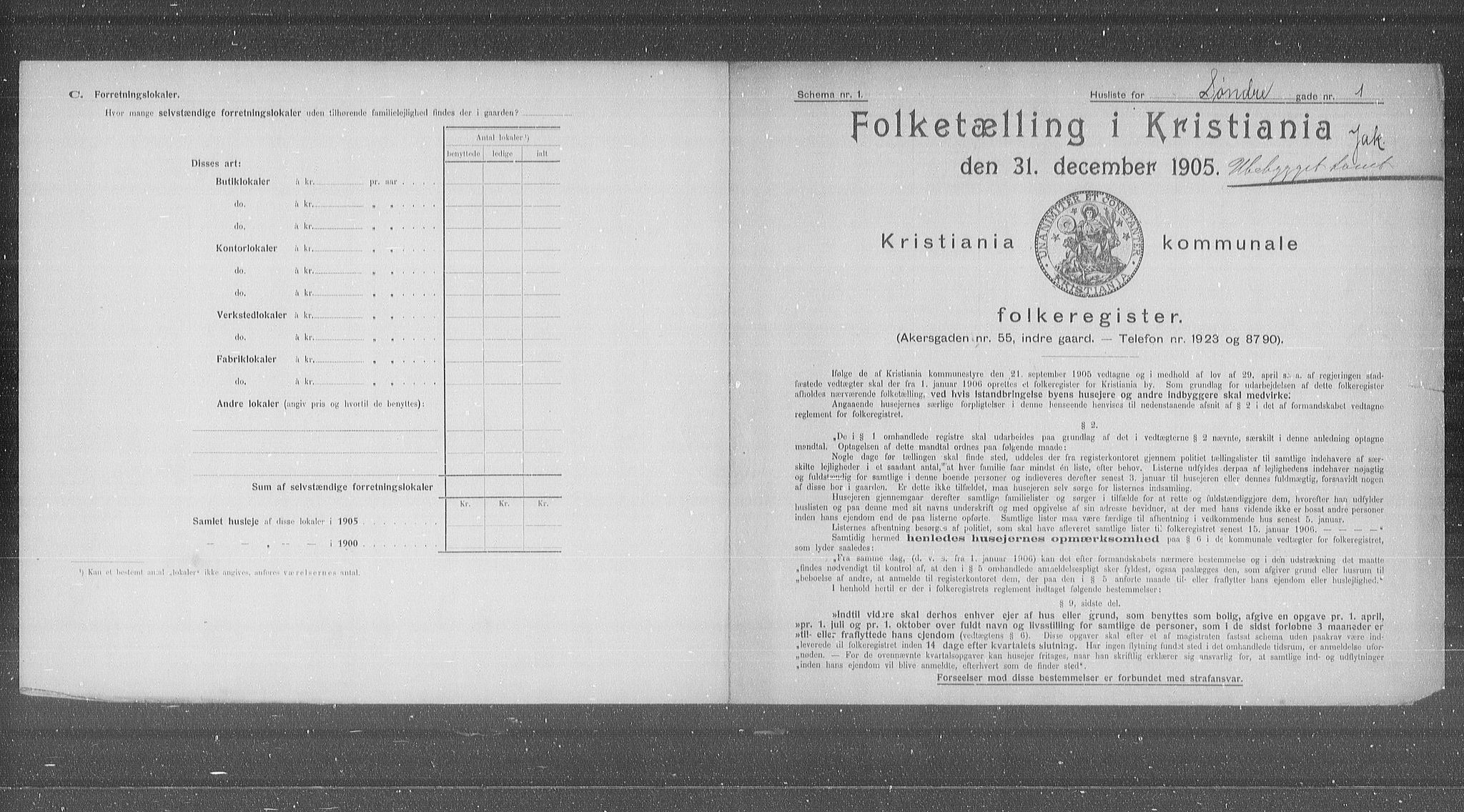 OBA, Kommunal folketelling 31.12.1905 for Kristiania kjøpstad, 1905, s. 55651