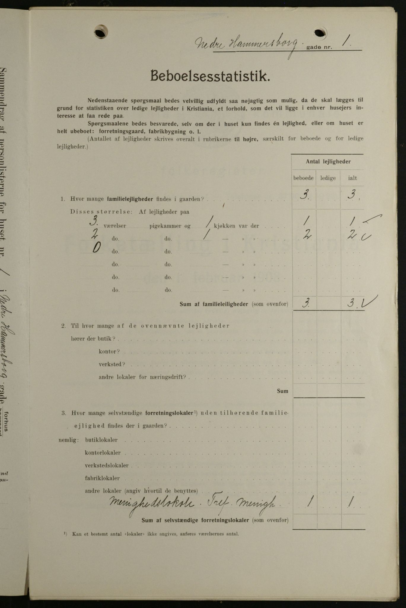 OBA, Kommunal folketelling 1.2.1908 for Kristiania kjøpstad, 1908, s. 62009