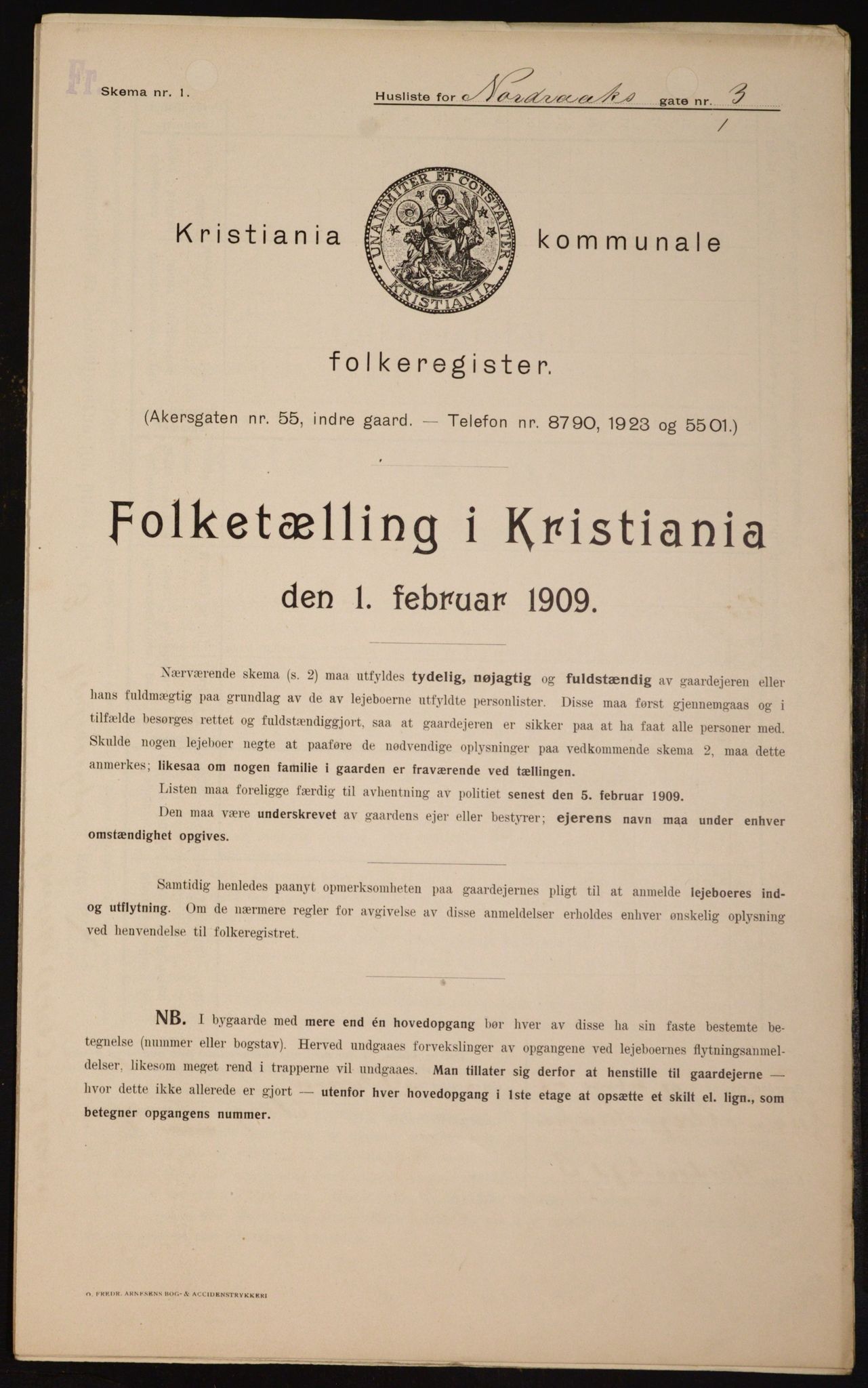 OBA, Kommunal folketelling 1.2.1909 for Kristiania kjøpstad, 1909, s. 66886