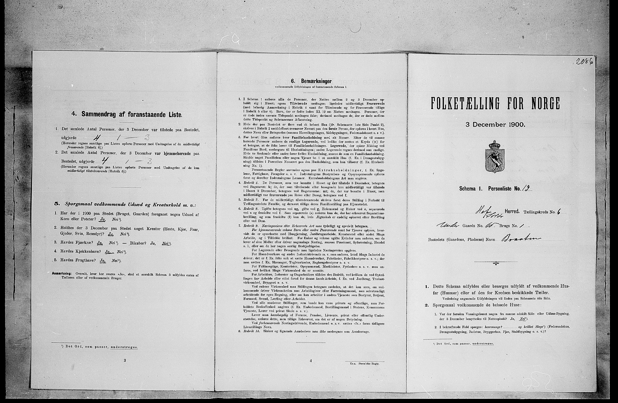 SAH, Folketelling 1900 for 0424 Hof herred, 1900, s. 1026