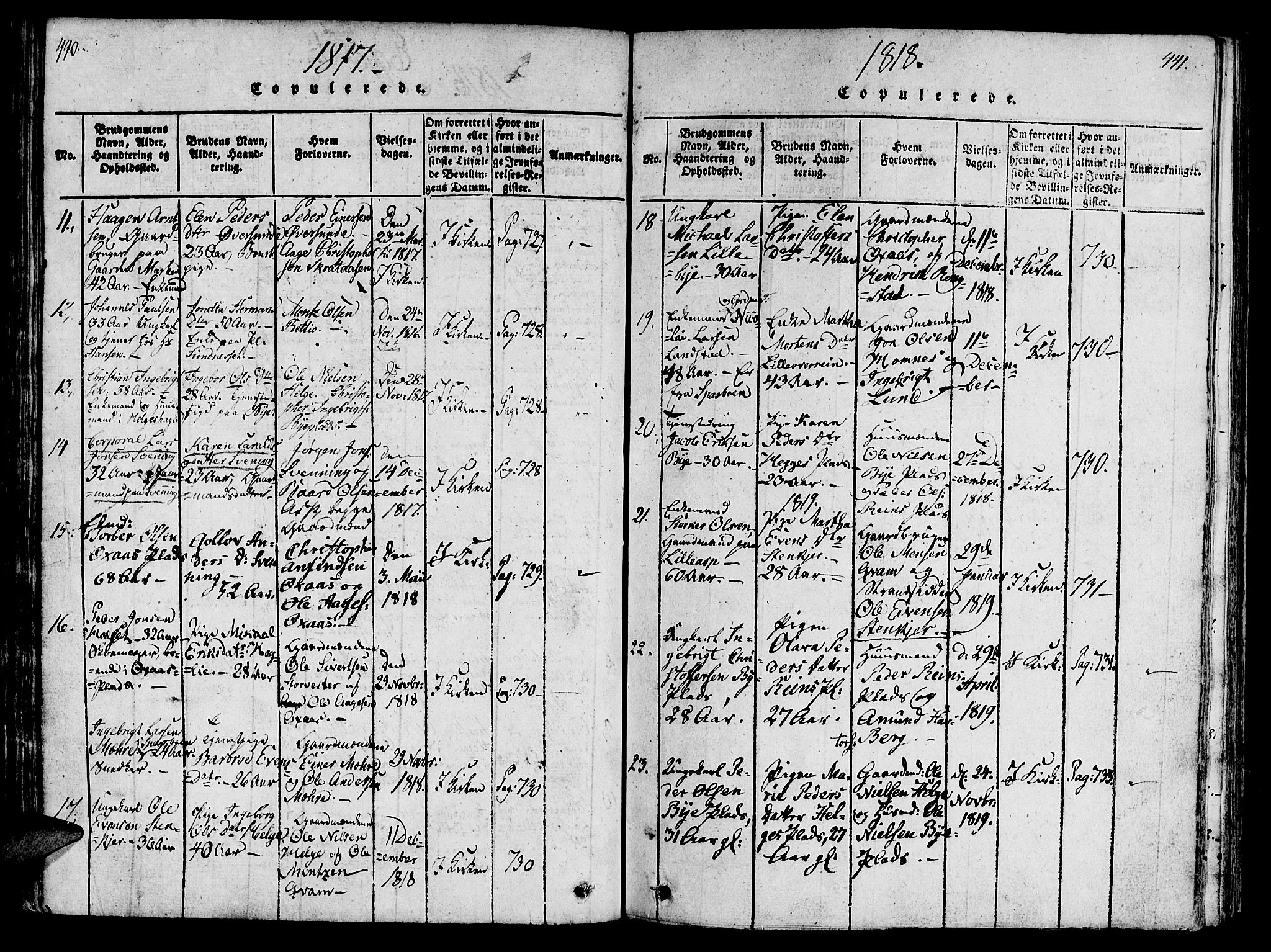 Ministerialprotokoller, klokkerbøker og fødselsregistre - Nord-Trøndelag, AV/SAT-A-1458/746/L0441: Ministerialbok nr. 746A03 /3, 1816-1827, s. 440-441