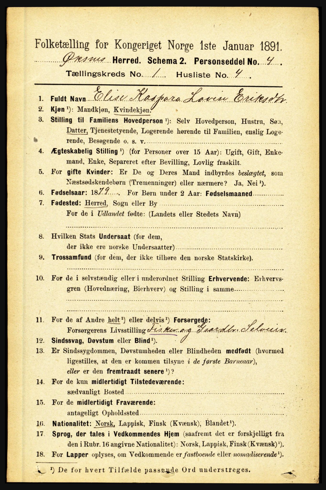 RA, Folketelling 1891 for 1868 Øksnes herred, 1891, s. 105