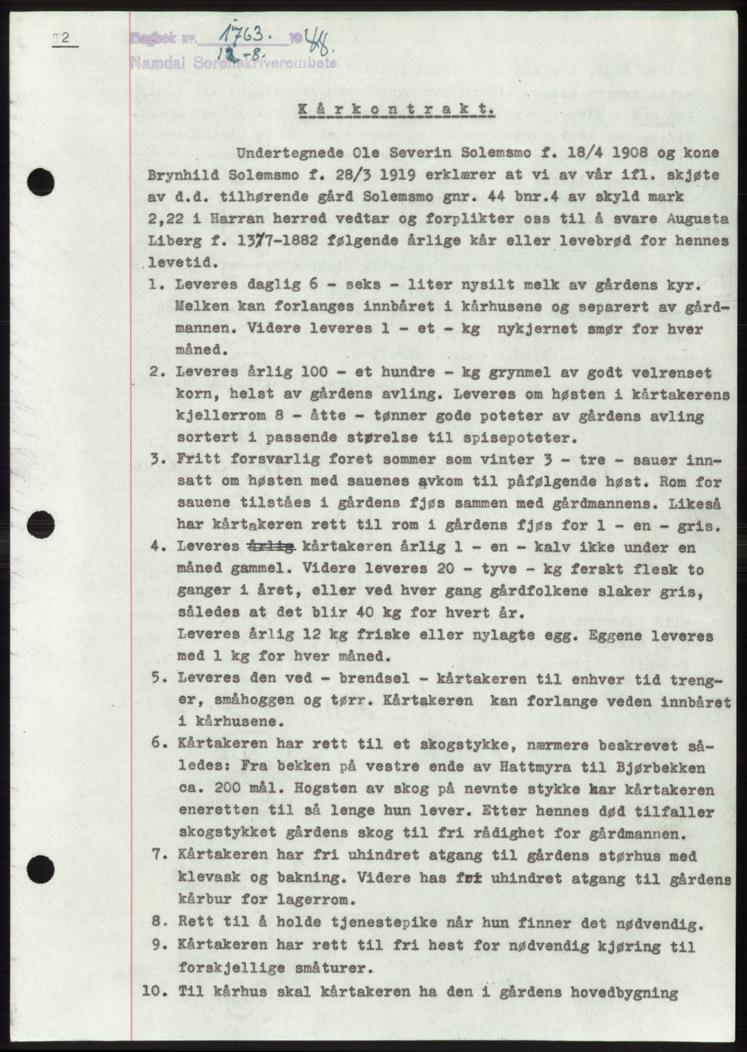 Namdal sorenskriveri, SAT/A-4133/1/2/2C: Pantebok nr. -, 1948-1948, Dagboknr: 1763/1948