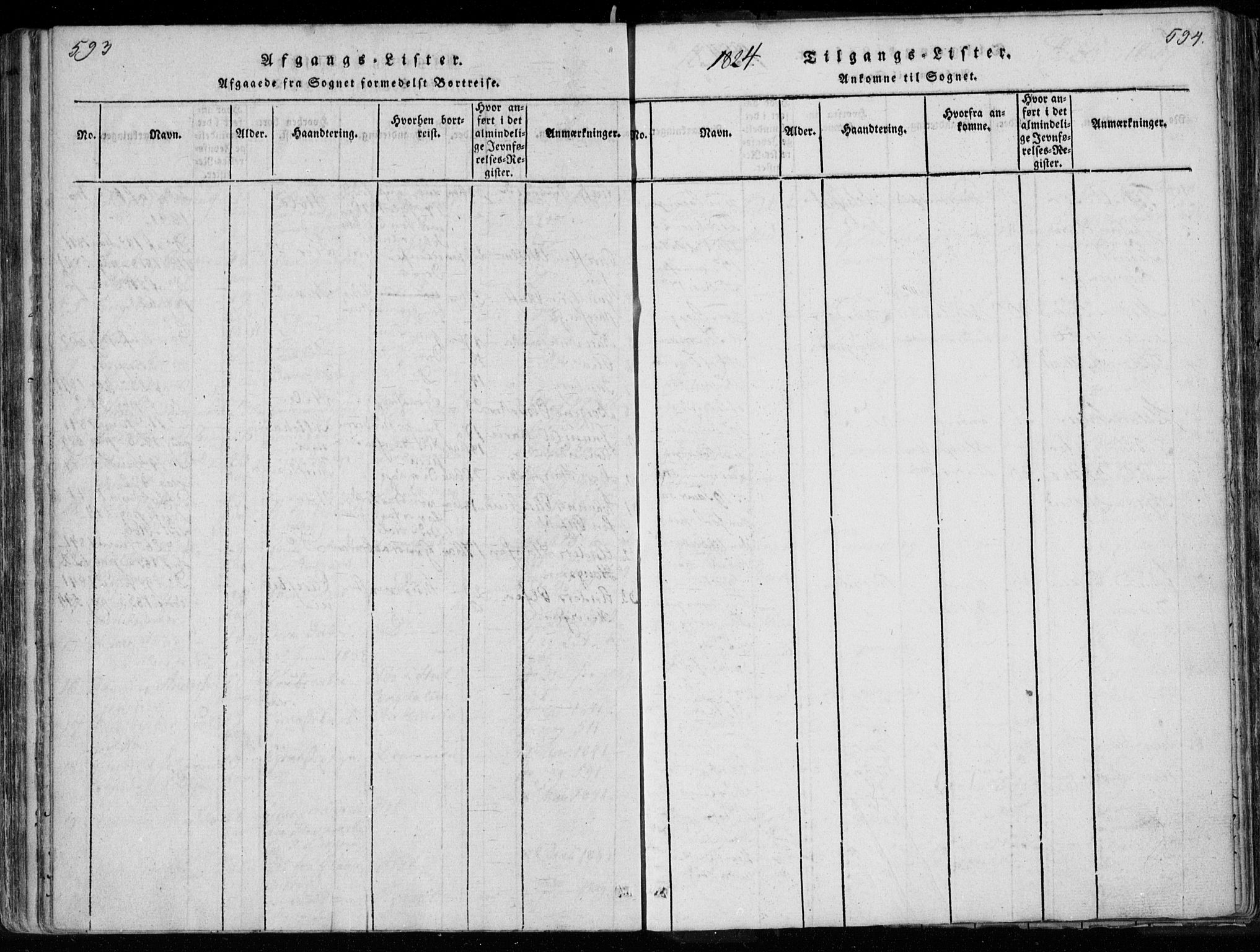 Modum kirkebøker, AV/SAKO-A-234/F/Fa/L0005: Ministerialbok nr. 5, 1824-1841, s. 593-594