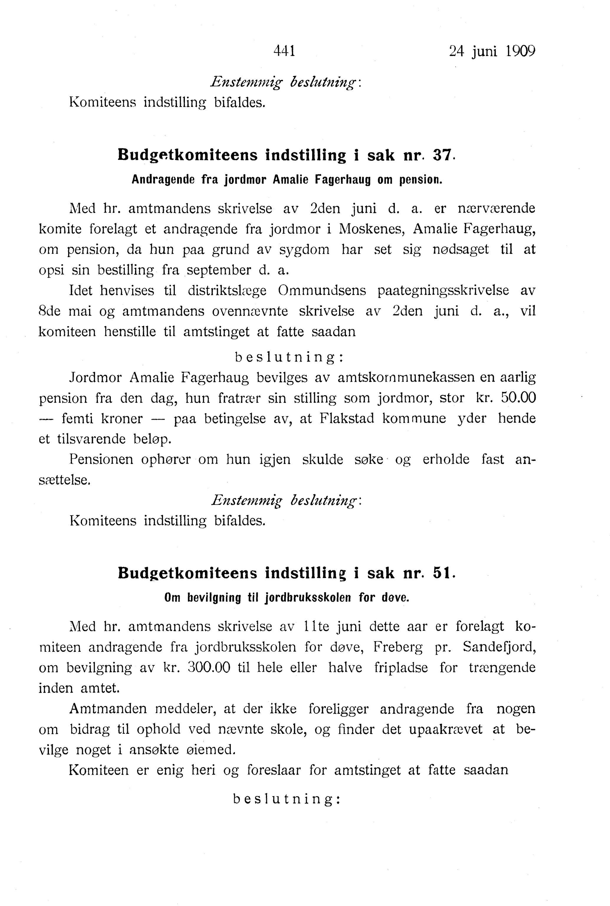 Nordland Fylkeskommune. Fylkestinget, AIN/NFK-17/176/A/Ac/L0032: Fylkestingsforhandlinger 1909, 1909