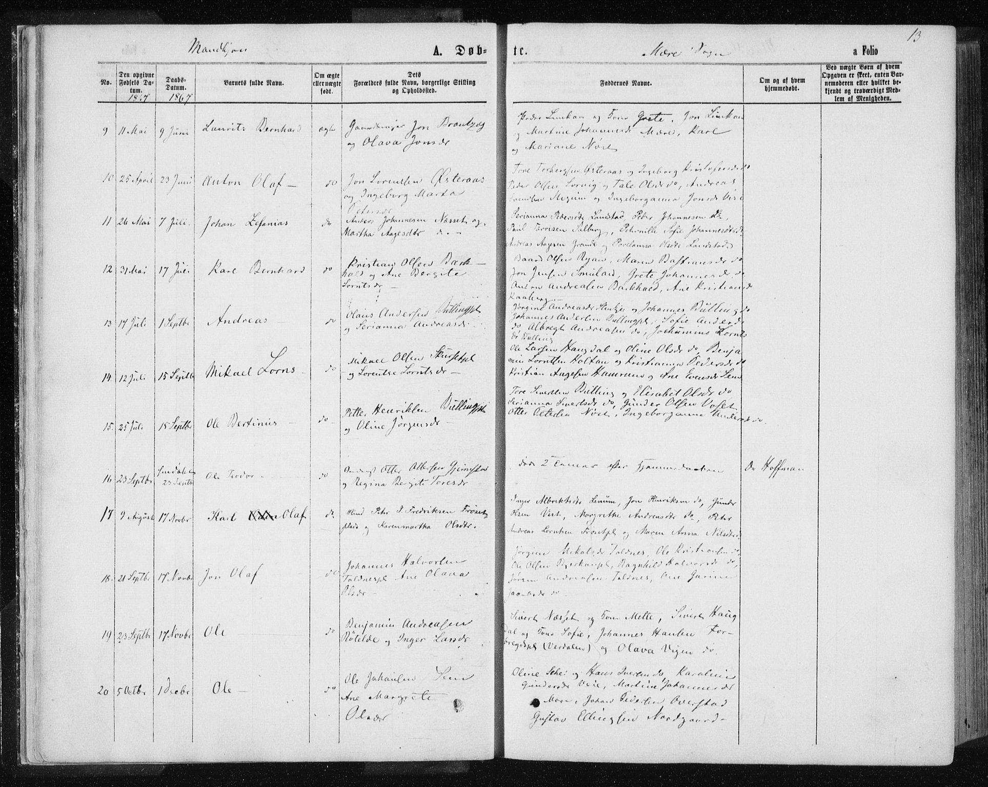 Ministerialprotokoller, klokkerbøker og fødselsregistre - Nord-Trøndelag, SAT/A-1458/735/L0345: Ministerialbok nr. 735A08 /1, 1863-1872, s. 13