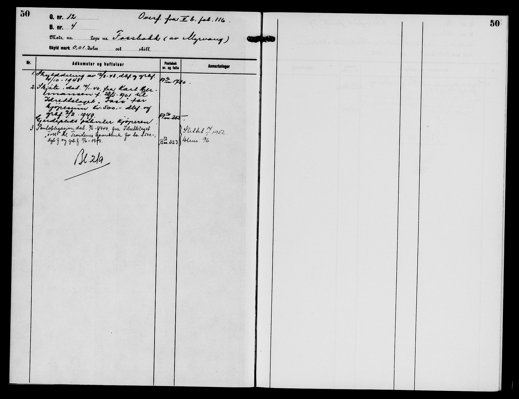 Trondenes sorenskriveri, AV/SATØ-S-0049/1/Ga/L0025: Panteregister nr. 25, s. 50