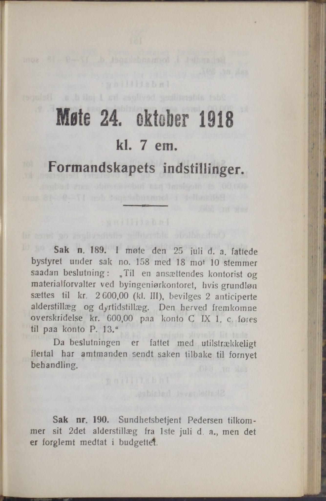 Narvik kommune. Formannskap , AIN/K-18050.150/A/Ab/L0008: Møtebok, 1918